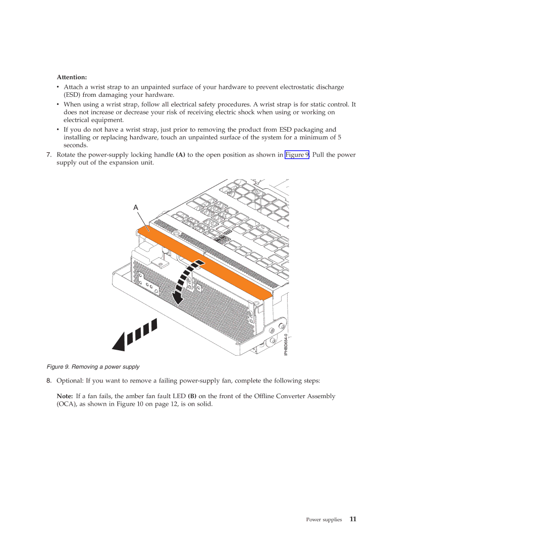 IBM 9117-MMB, 9179-MHB manual Removing a power supply 