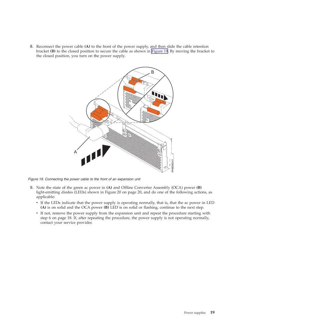 IBM 9117-MMB, 9179-MHB manual Connecting the power cable to the front of an expansion unit 