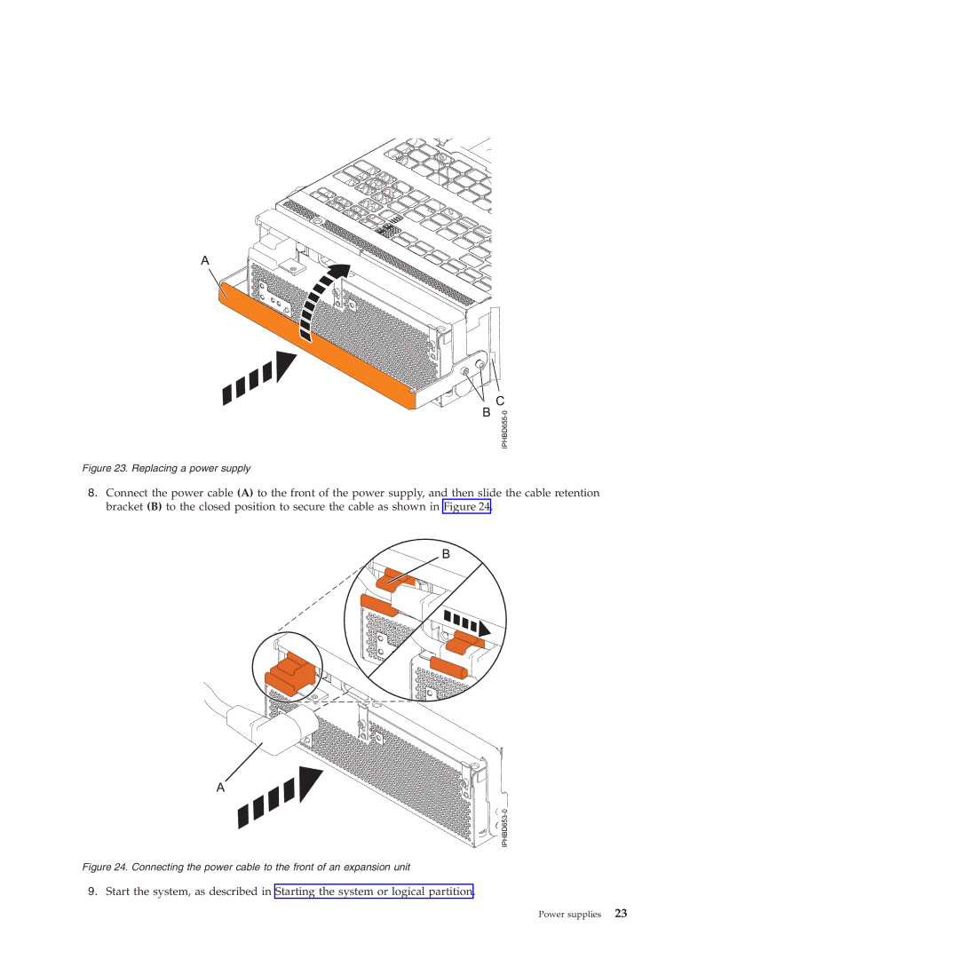 IBM 9117-MMB, 9179-MHB manual Replacing a power supply 