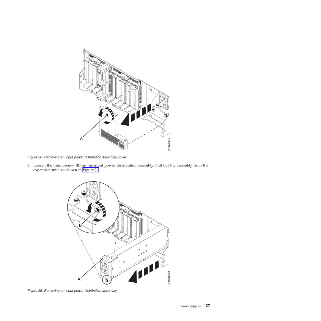 IBM 9117-MMB, 9179-MHB manual Removing an input power distribution assembly cover 