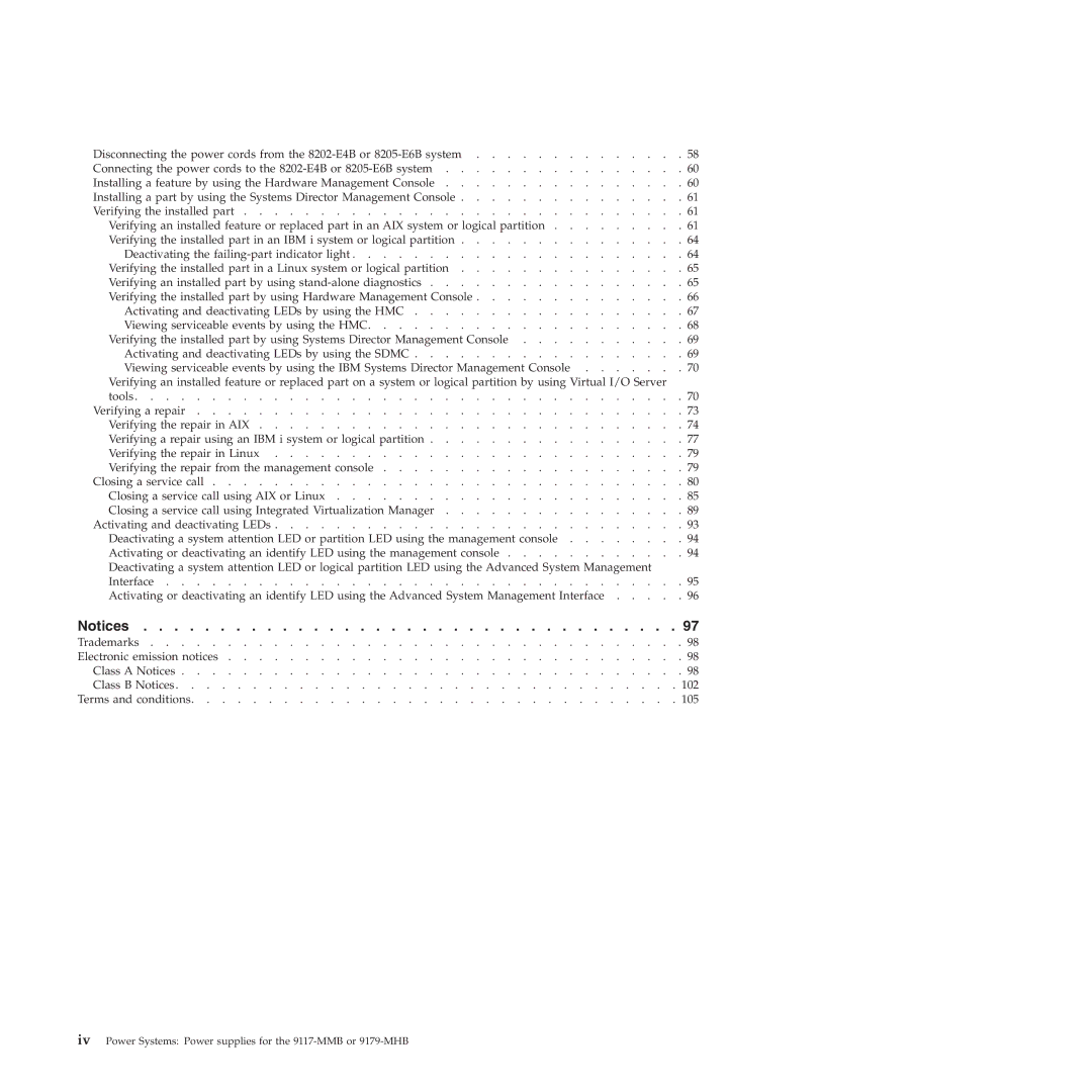 IBM manual Iv Power Systems Power supplies for the 9117-MMB or 9179-MHB 