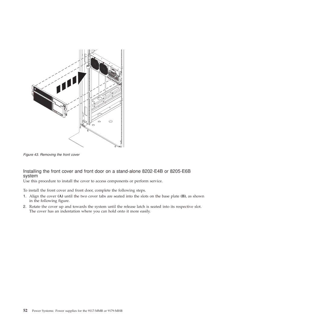 IBM 9179-MHB, 9117-MMB manual Removing the front cover 