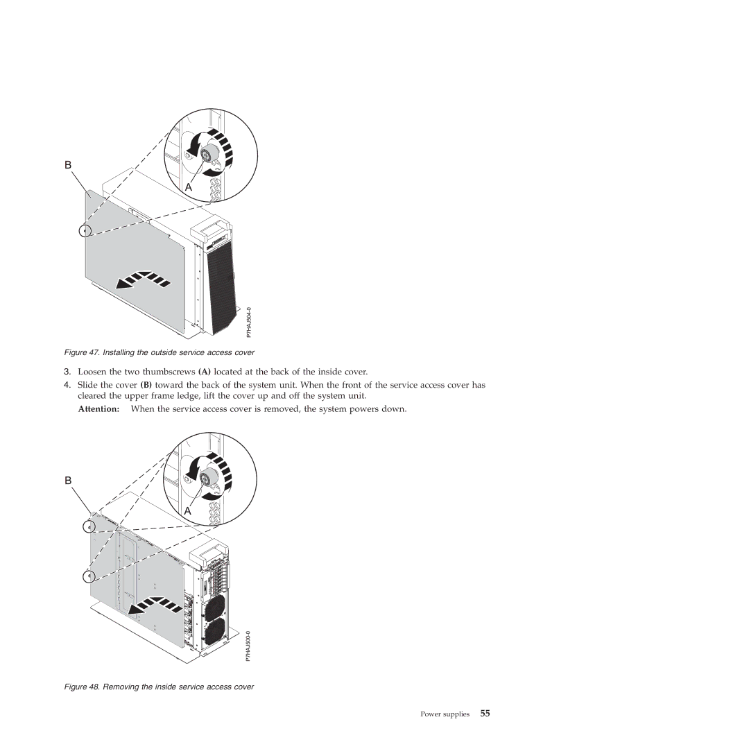 IBM 9117-MMB, 9179-MHB manual Installing the outside service access cover 