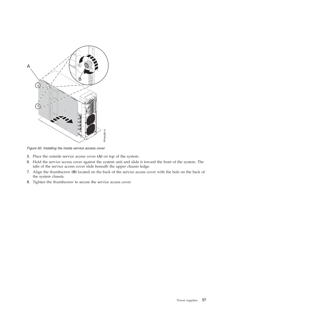 IBM 9117-MMB, 9179-MHB manual Installing the inside service access cover 