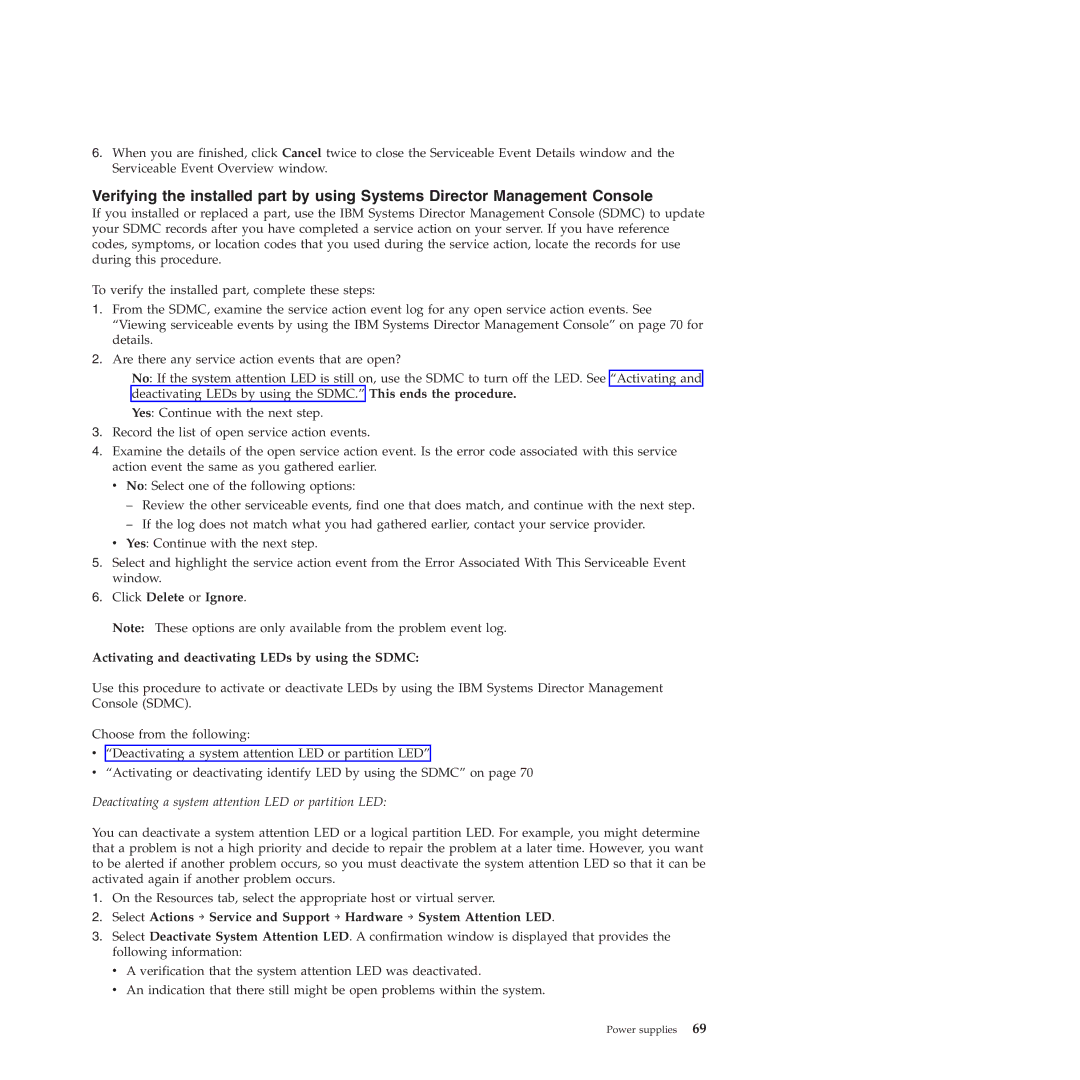 IBM 9117-MMB, 9179-MHB manual Deactivating a system attention LED or partition LED 