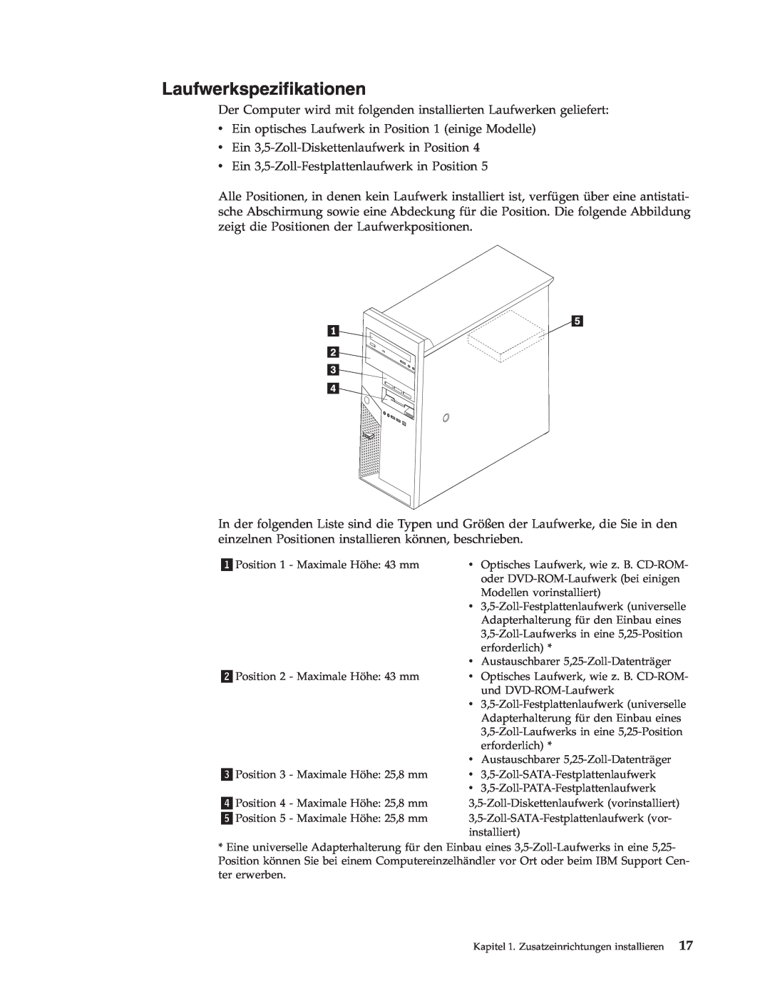 IBM 9213, 9212 manual Laufwerkspezifikationen 