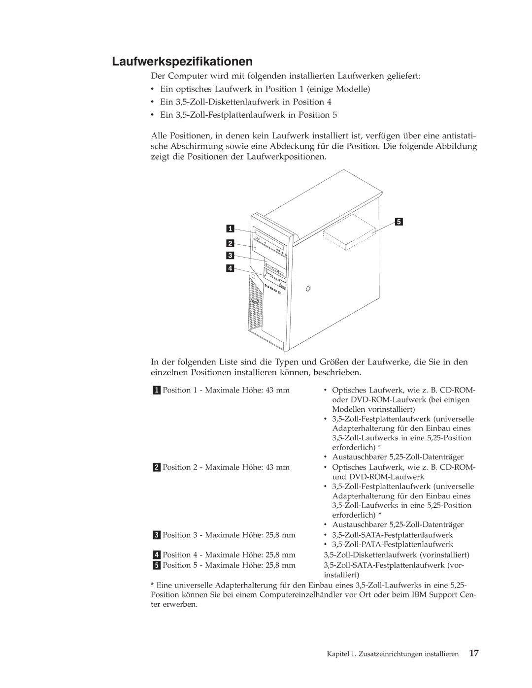 IBM 9213, 9212 manual Laufwerkspezifikationen 