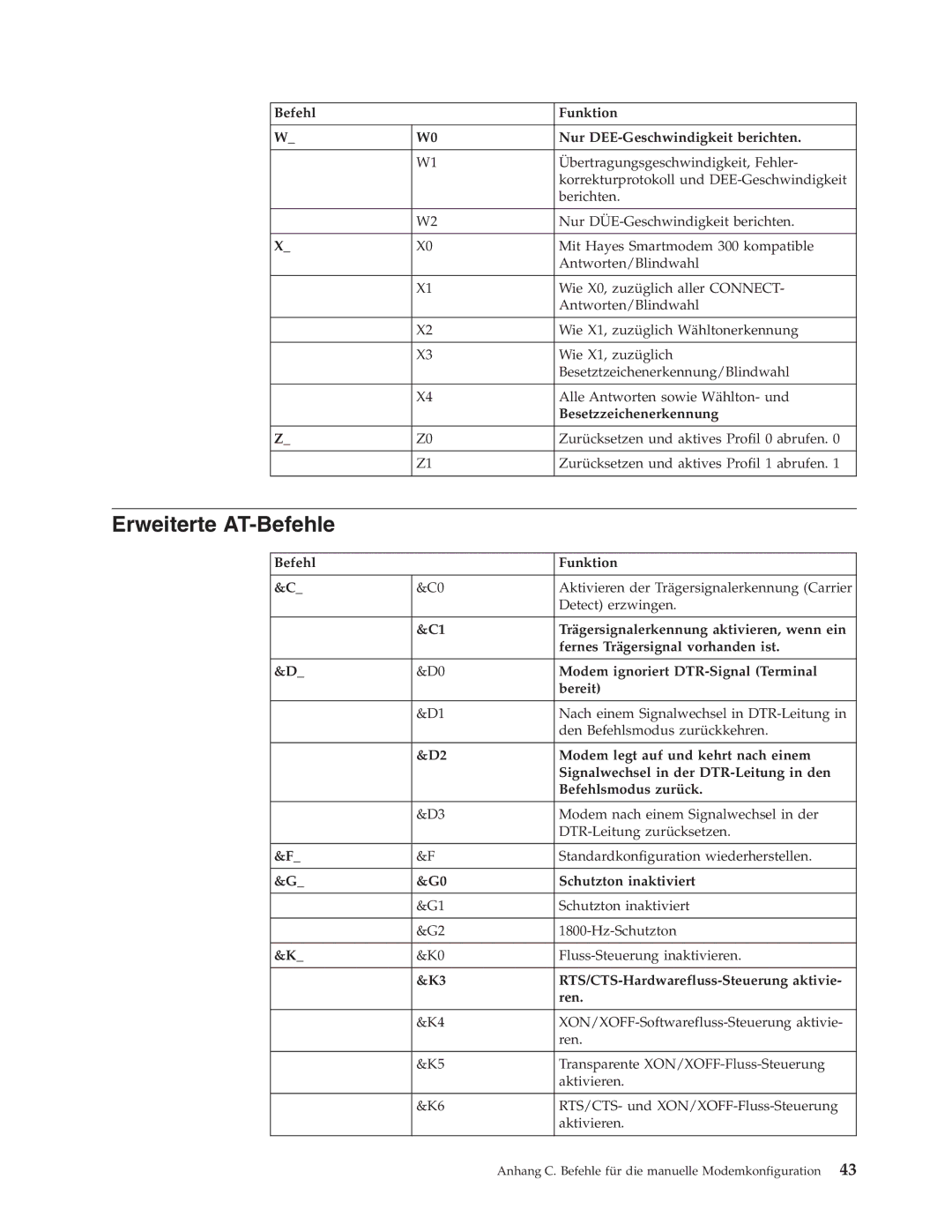 IBM 9213, 9212 manual Erweiterte AT-Befehle 