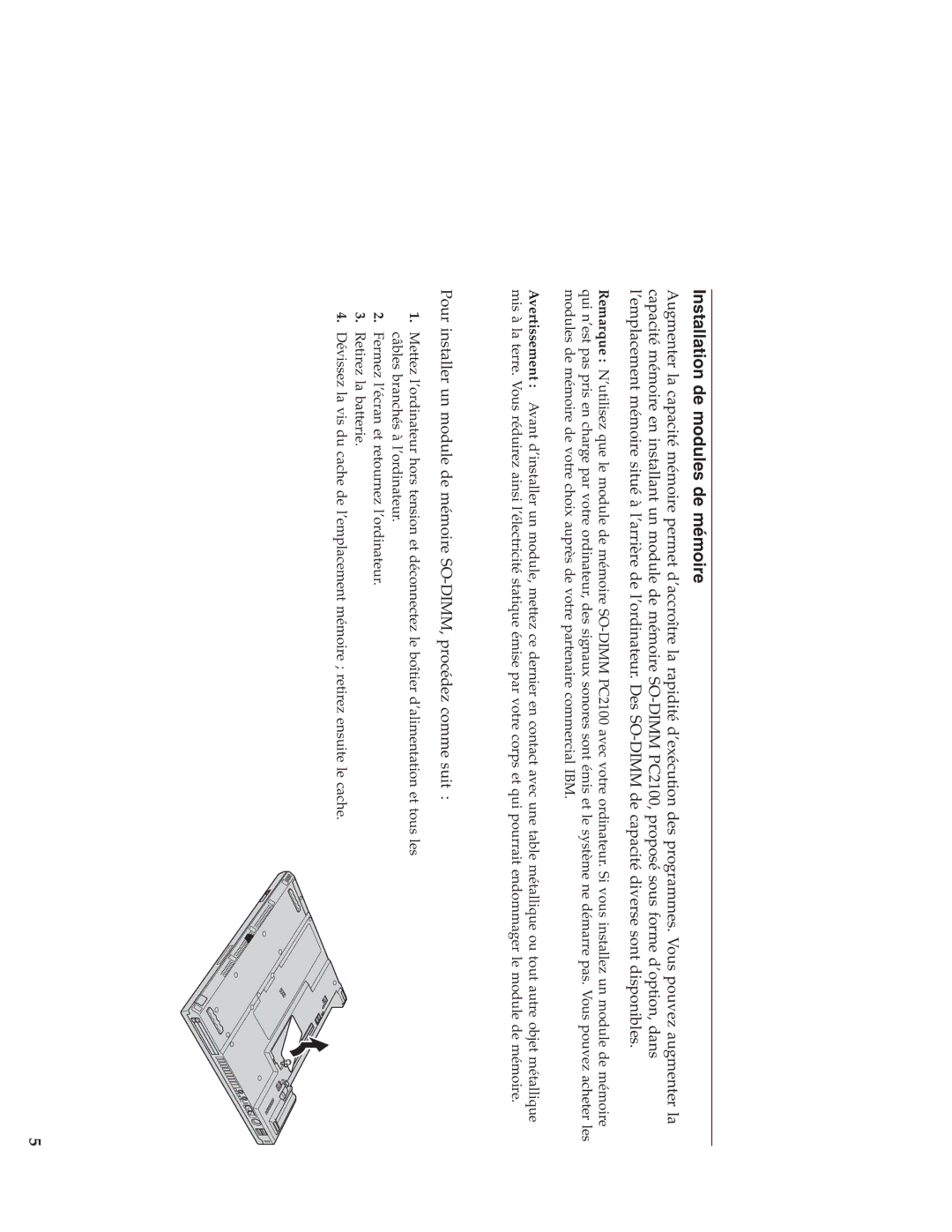 IBM 92P1477 manual Installation de modules de mémoire 