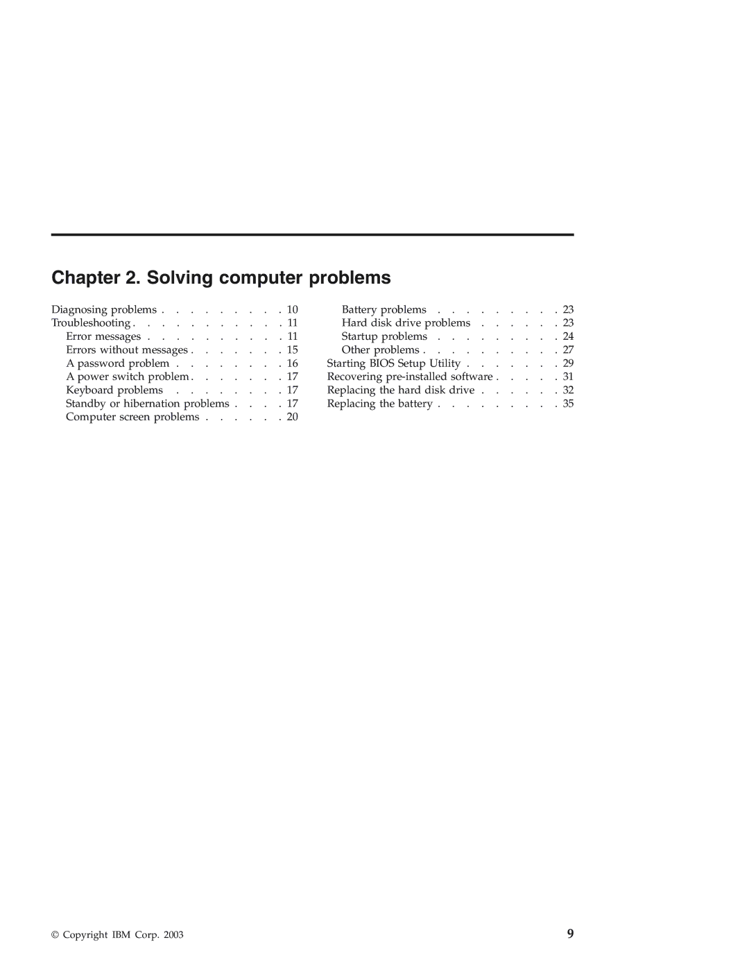 IBM 92P1559 manual Solving computer problems 