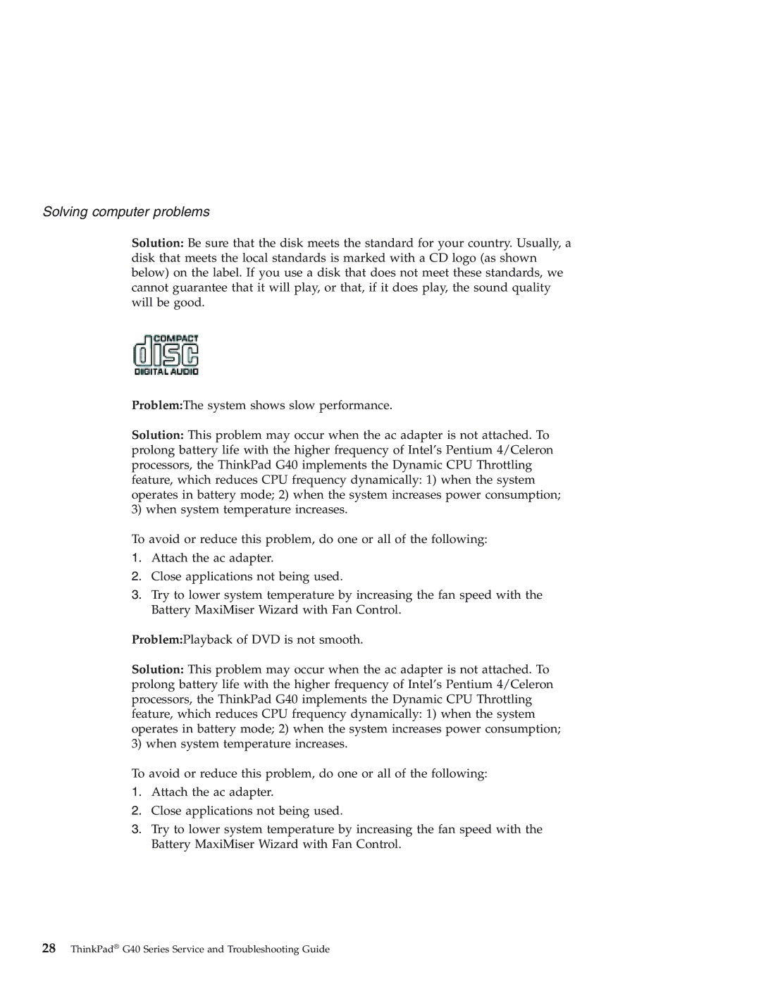 IBM 92P1559 manual Solving computer problems 