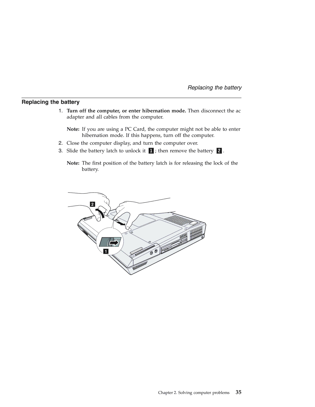 IBM 92P1559 manual Replacing the battery 