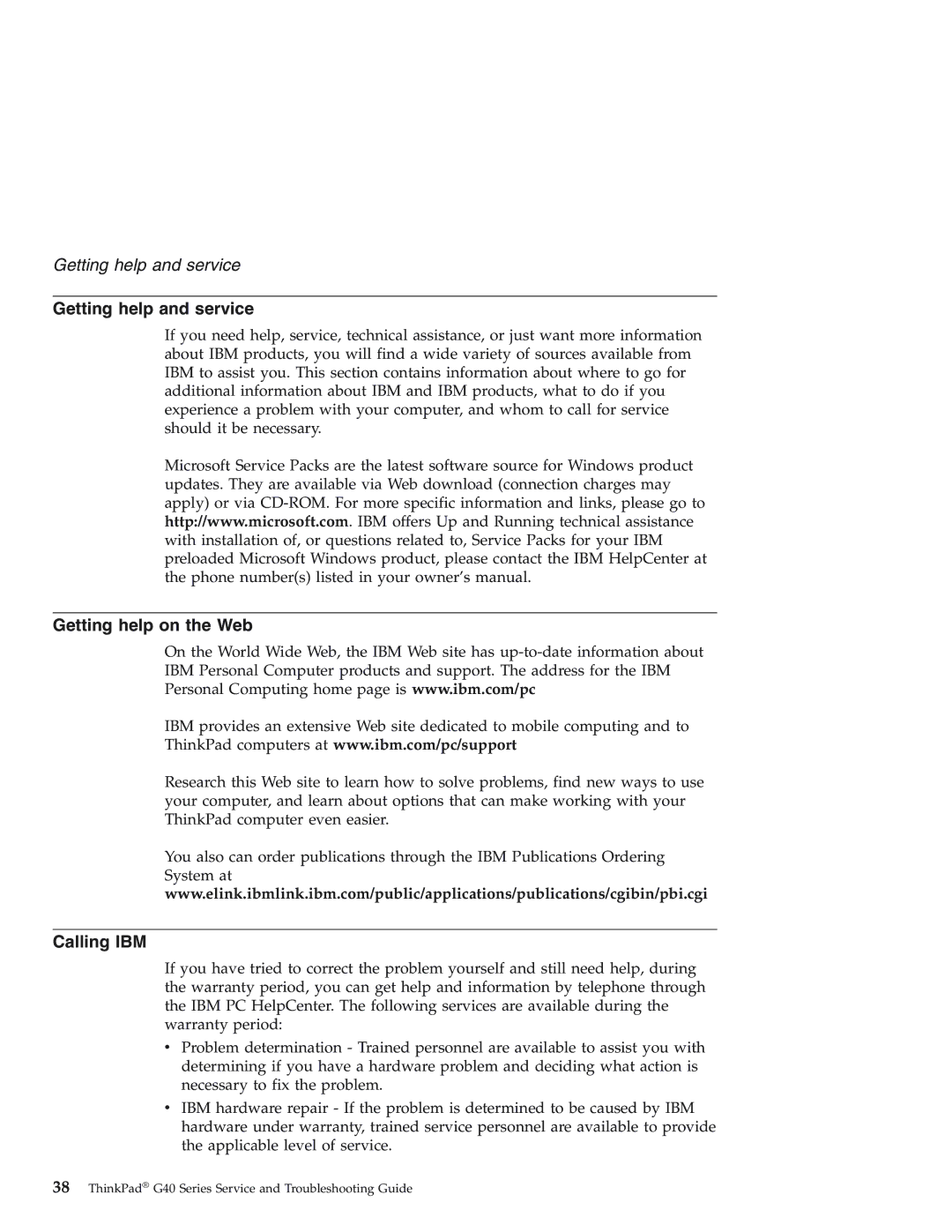 IBM 92P1559 manual Getting help and service, Getting help on the Web, Calling IBM 