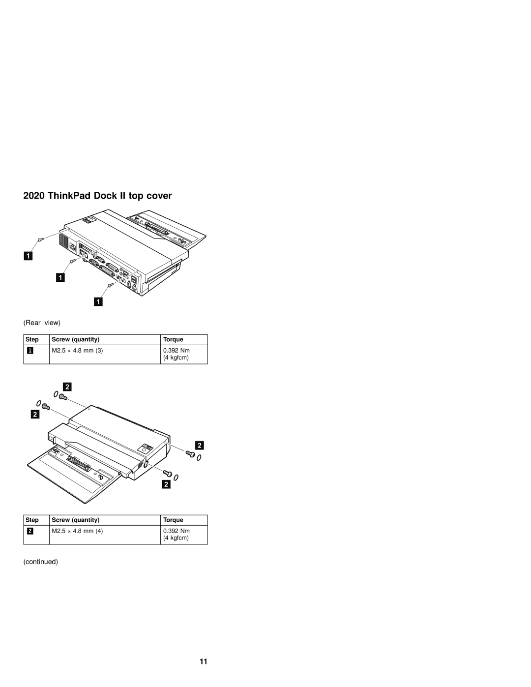 IBM 92P1836 manual ThinkPad Dock II top cover 