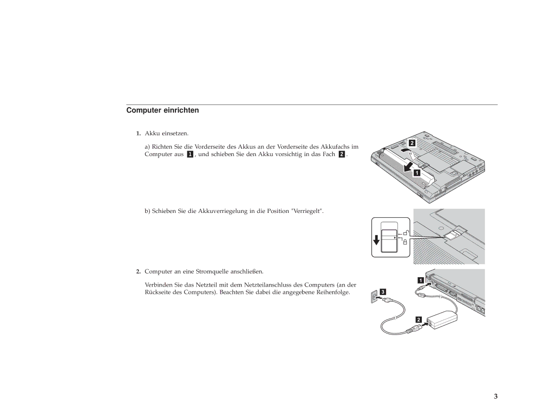 IBM 92P1927 manual Computer einrichten 