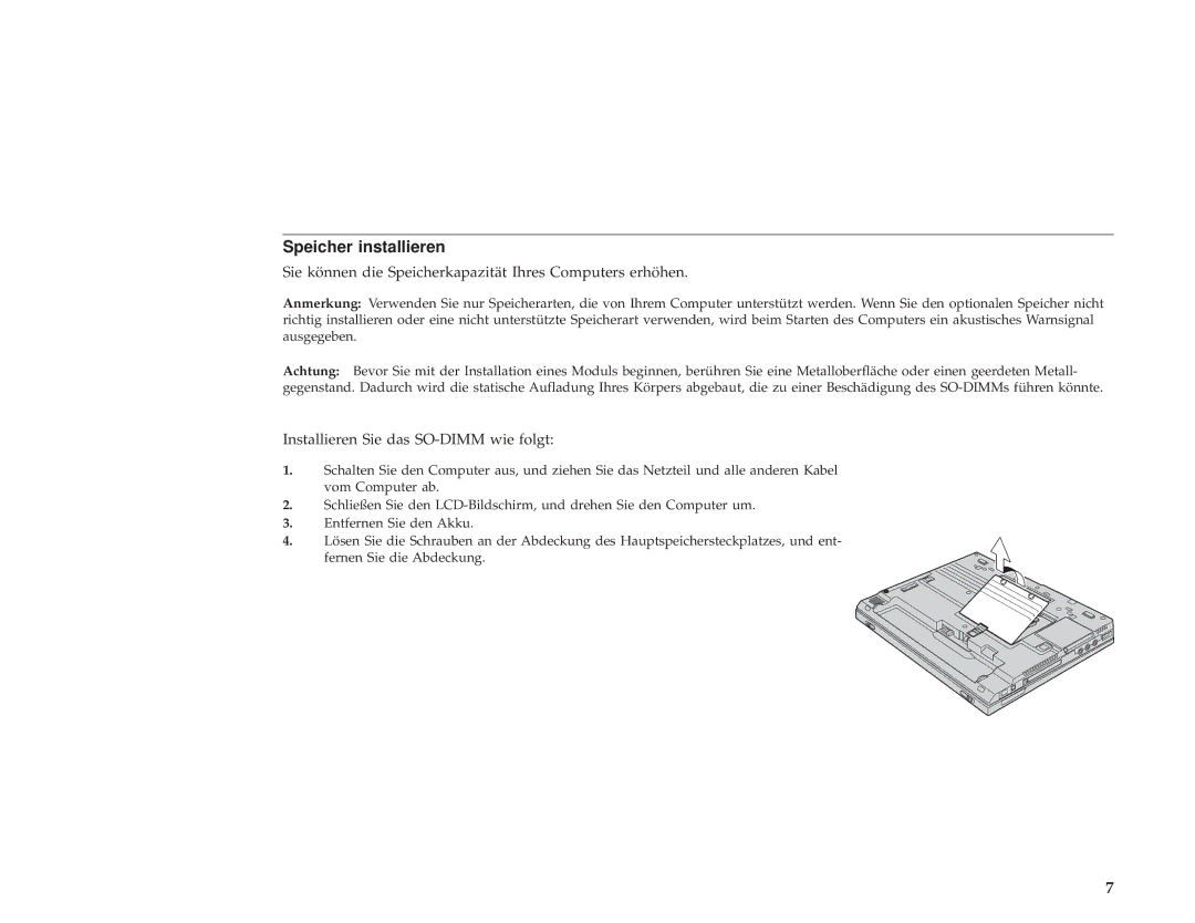 IBM 92P1927 manual Speicher installieren 