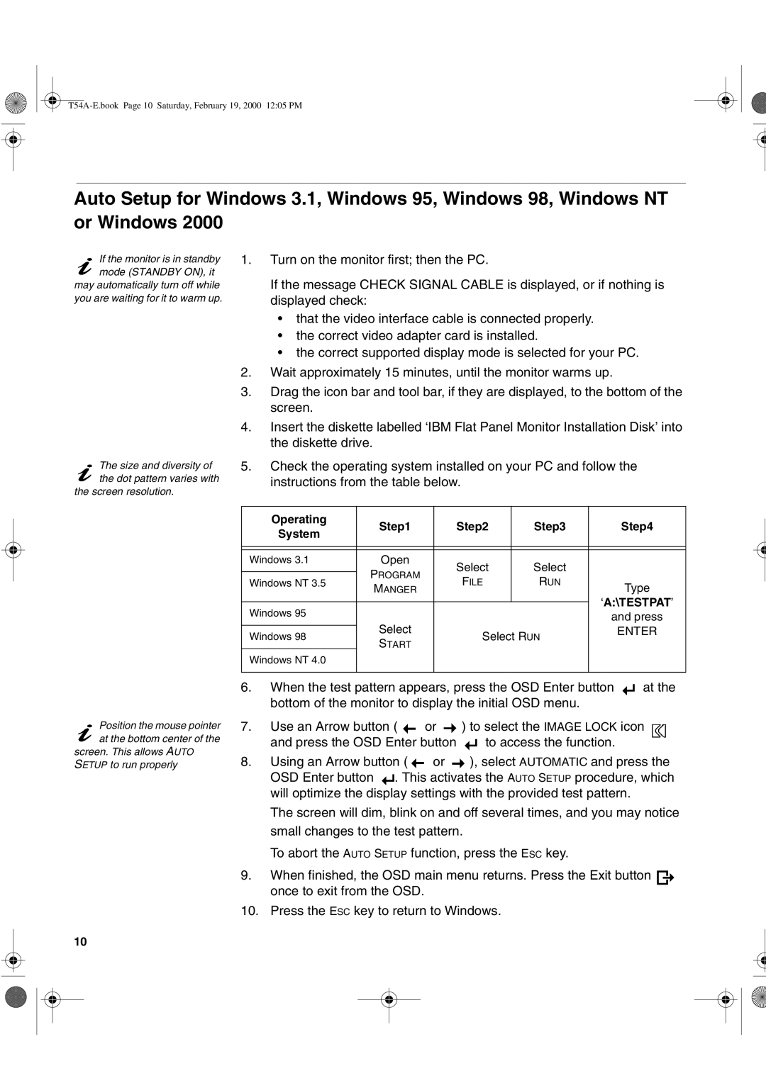 IBM 9511-A, T54A, T540 manual ‘A\Testpat ’ 