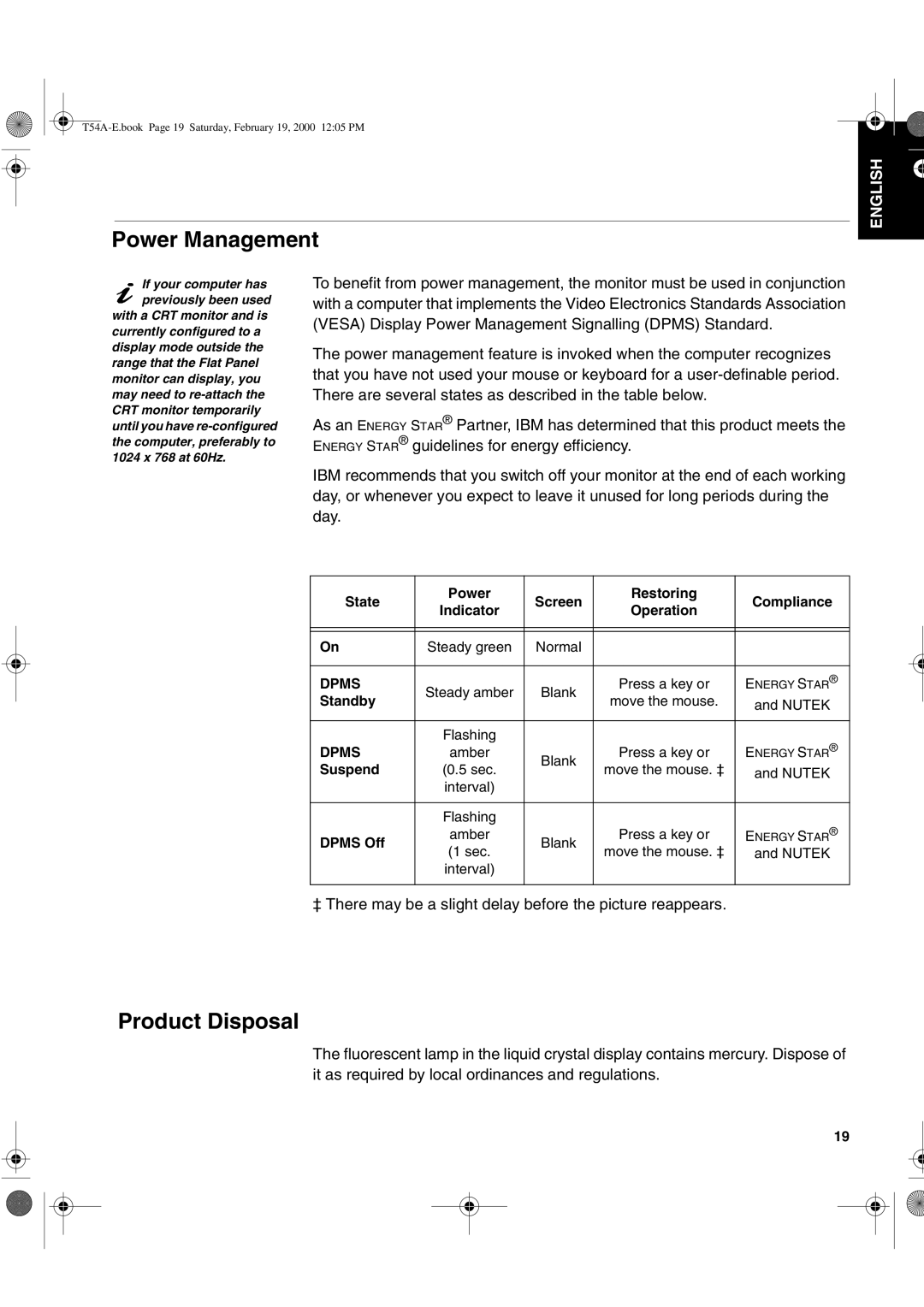 IBM 9511-A, T54A, T540 manual Power Management, Product Disposal 