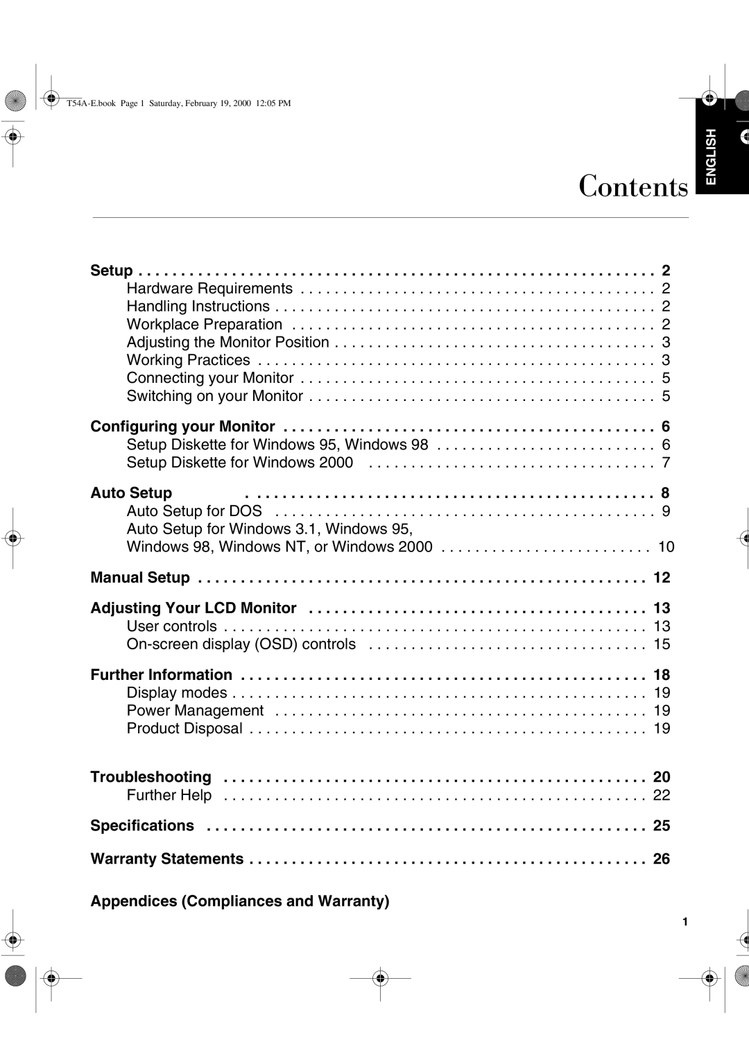 IBM 9511-A, T54A, T540 manual Contents 