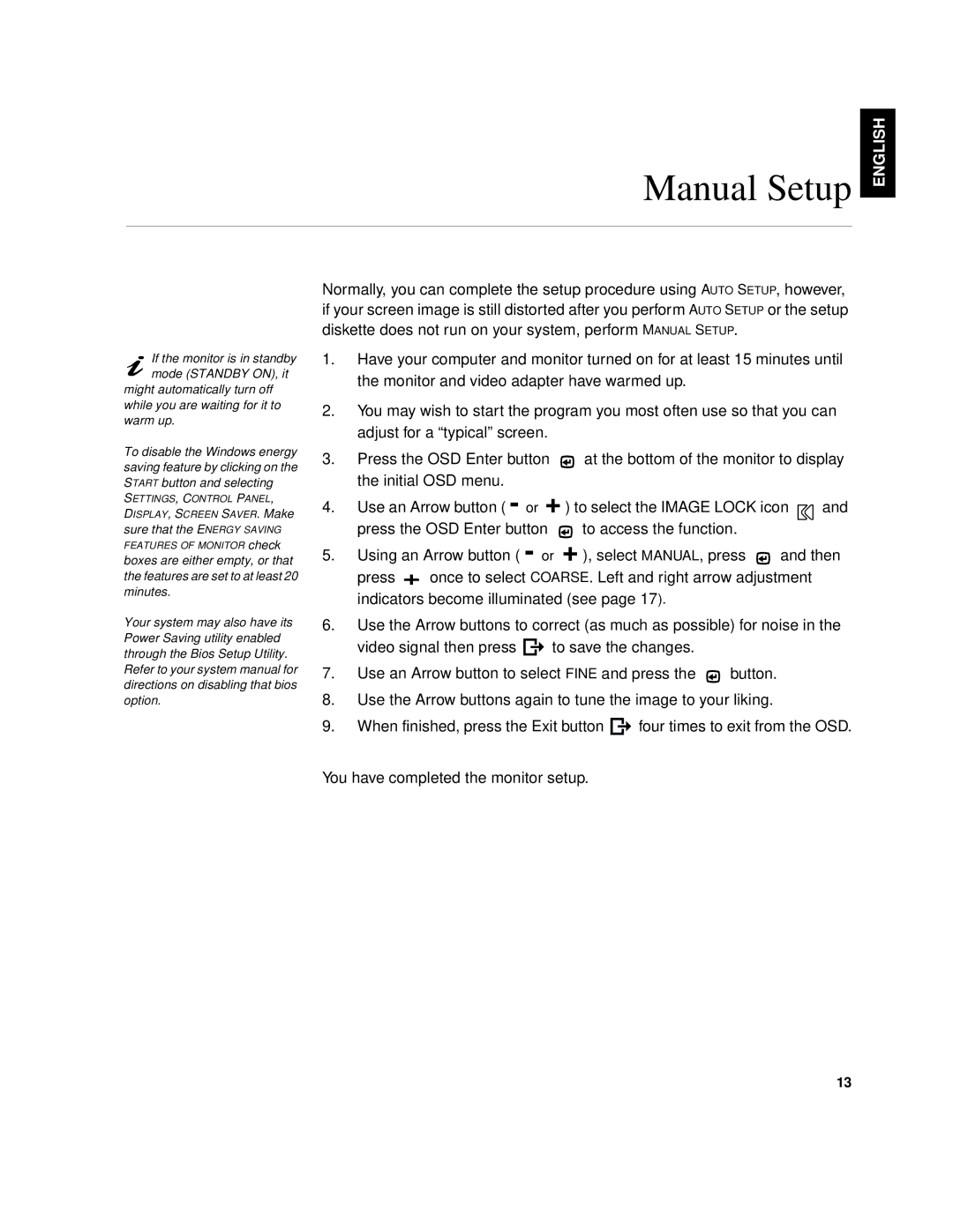 IBM 9519-AG1, 9519-AW1, T 85A, 21L4365, 21L4364 system manual Manual Setup, SETTINGS, Control Panel 