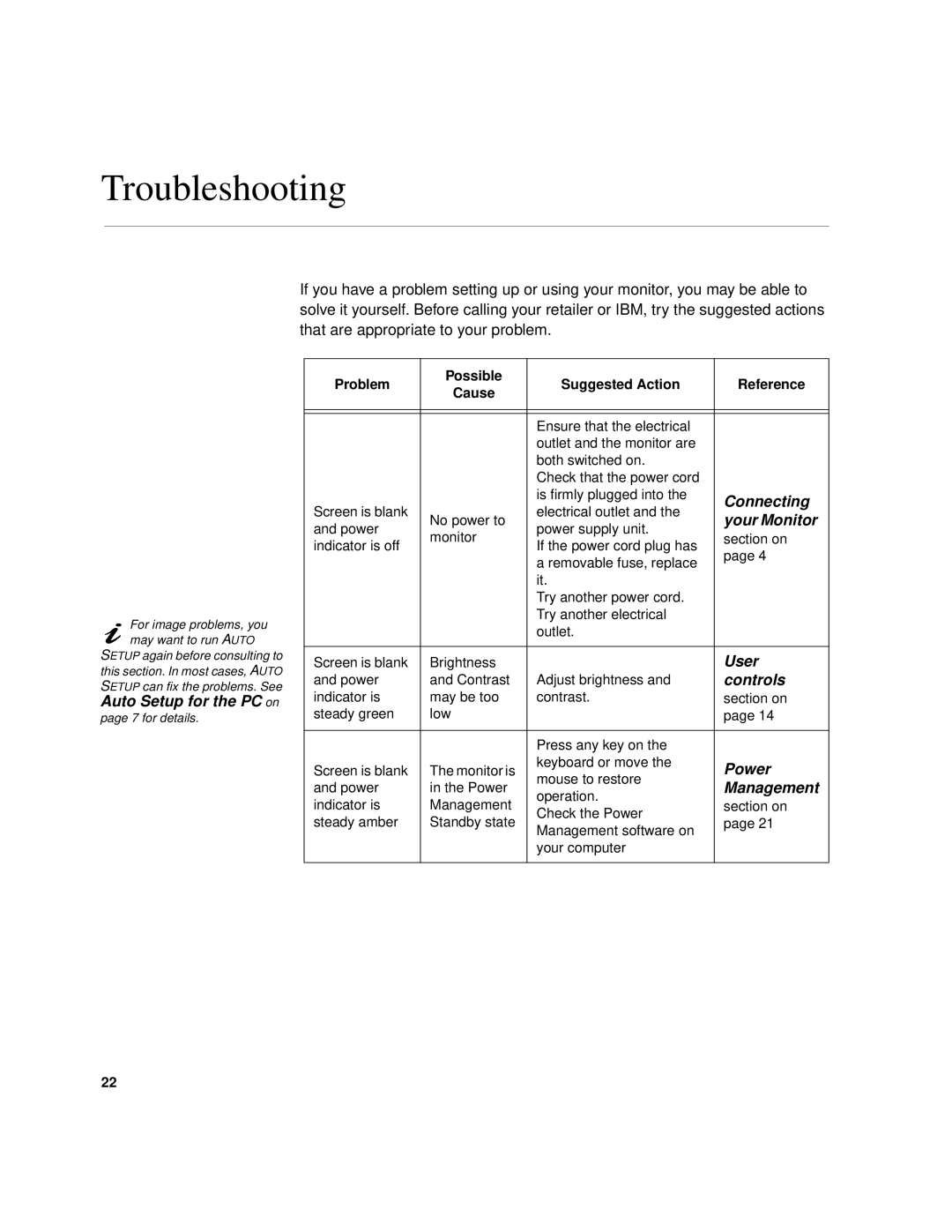 IBM T 85A, 9519-AW1, 9519-AG1, 21L4365, 21L4364 Troubleshooting, For image problems, you may want to run Auto 