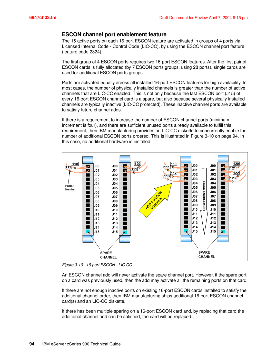 IBM 990 manual Escon channel port enablement feature 