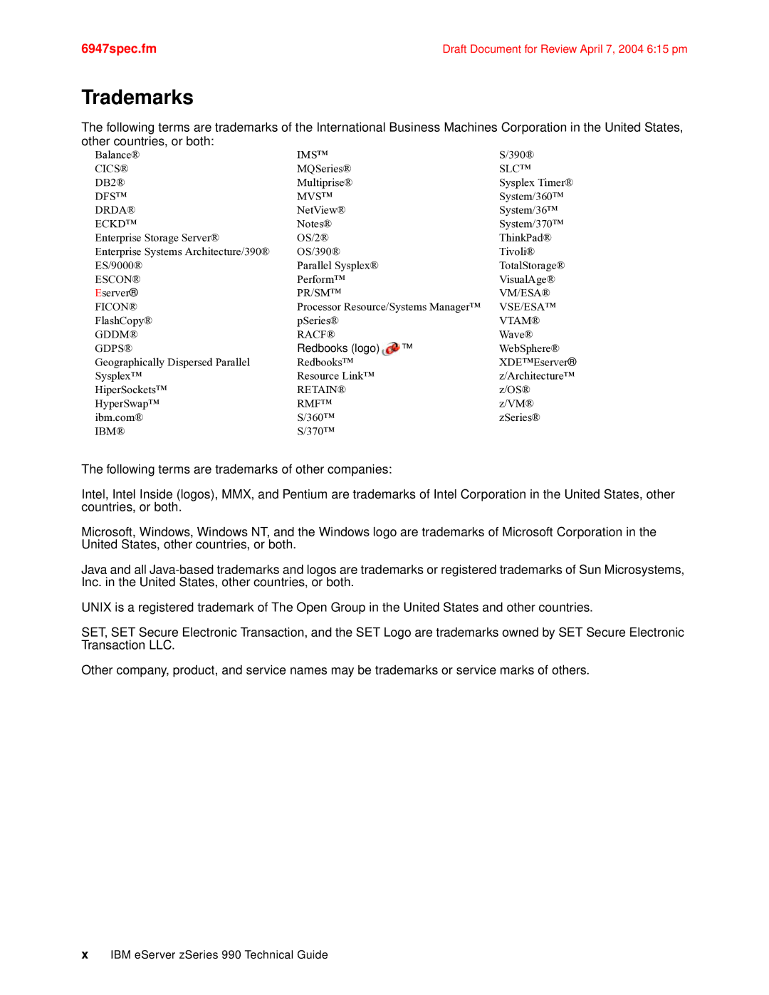 IBM 990 manual Trademarks, Eckd 