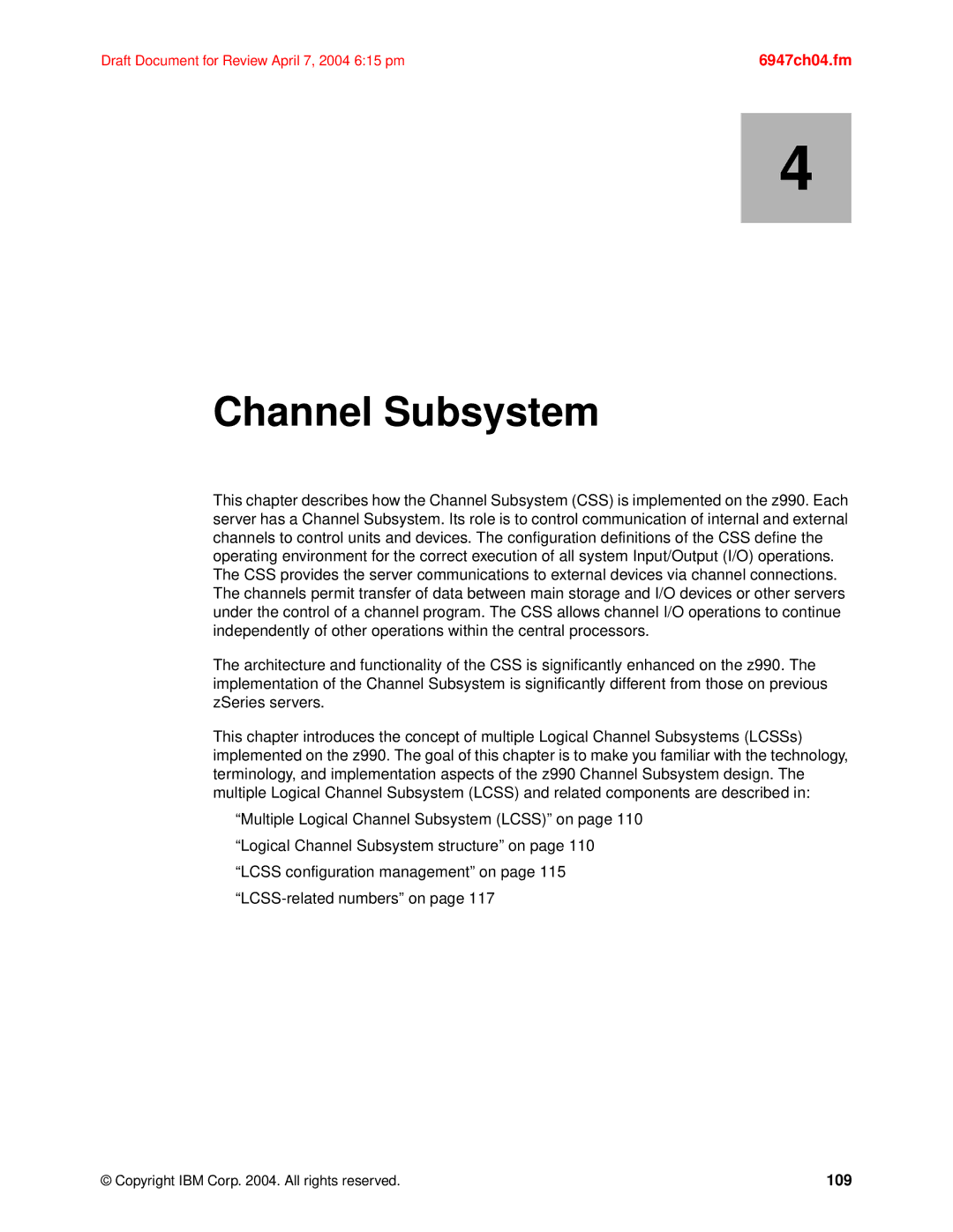 IBM 990 manual Channel Subsystem, 109 