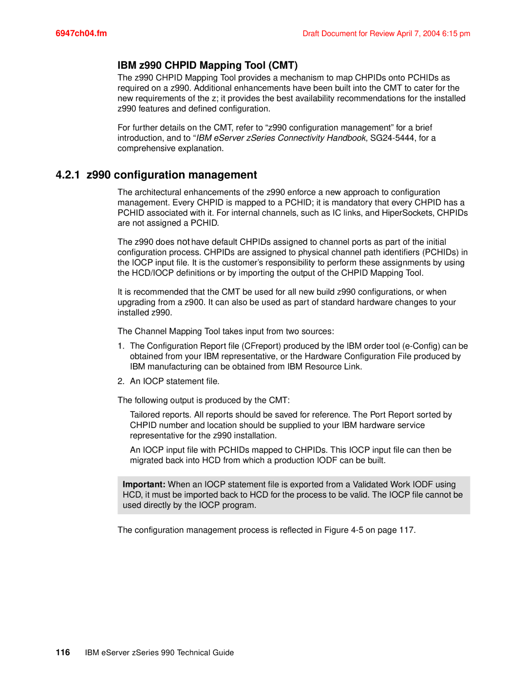 IBM manual 1 z990 configuration management, IBM z990 Chpid Mapping Tool CMT 