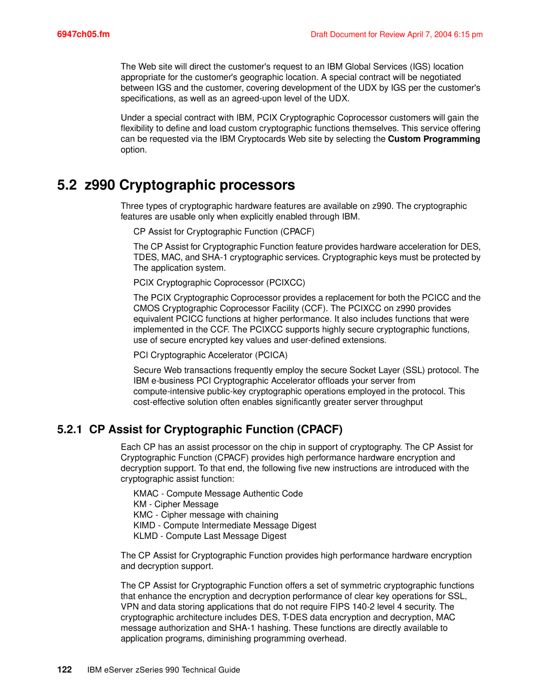 IBM manual Z990 Cryptographic processors, CP Assist for Cryptographic Function Cpacf 