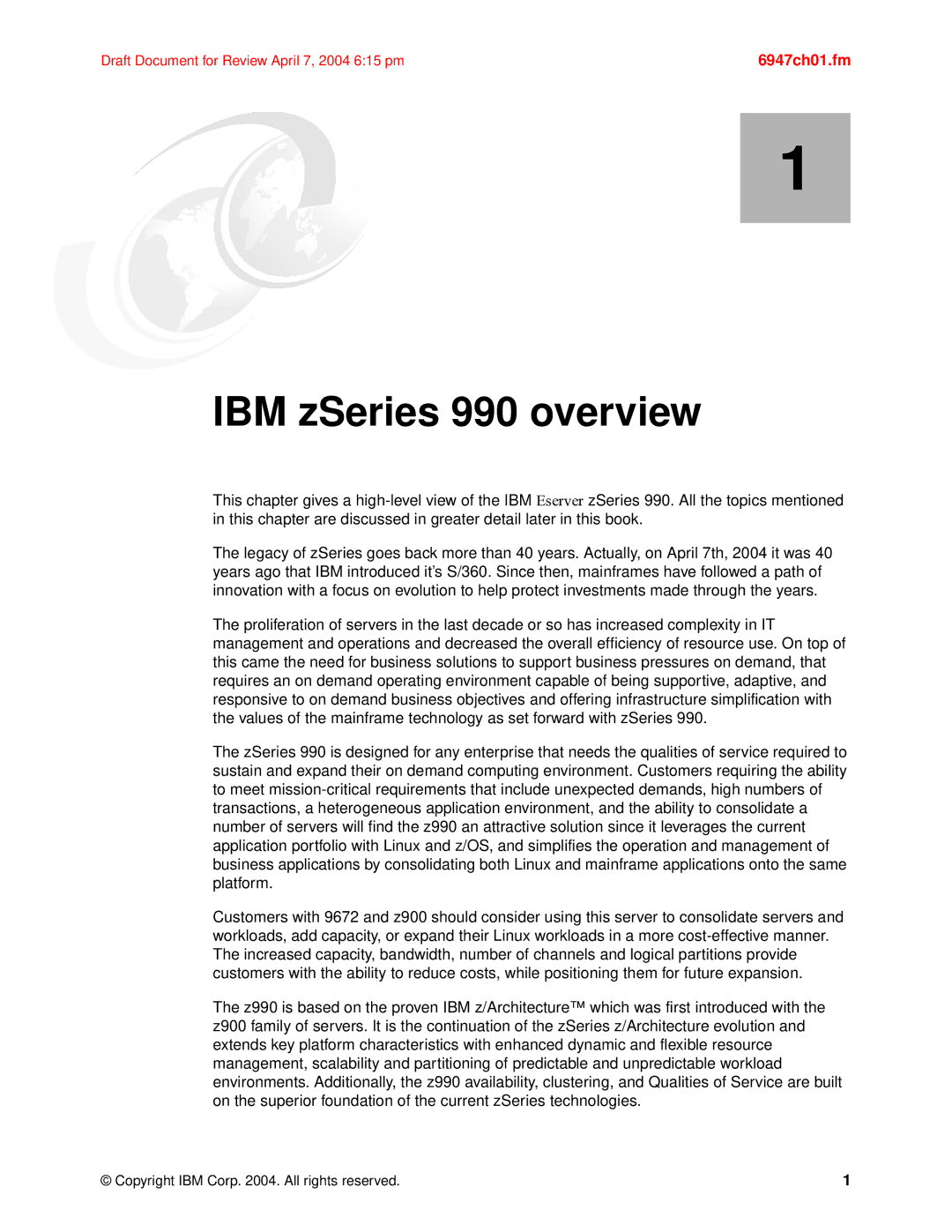 IBM manual IBM zSeries 990 overview 