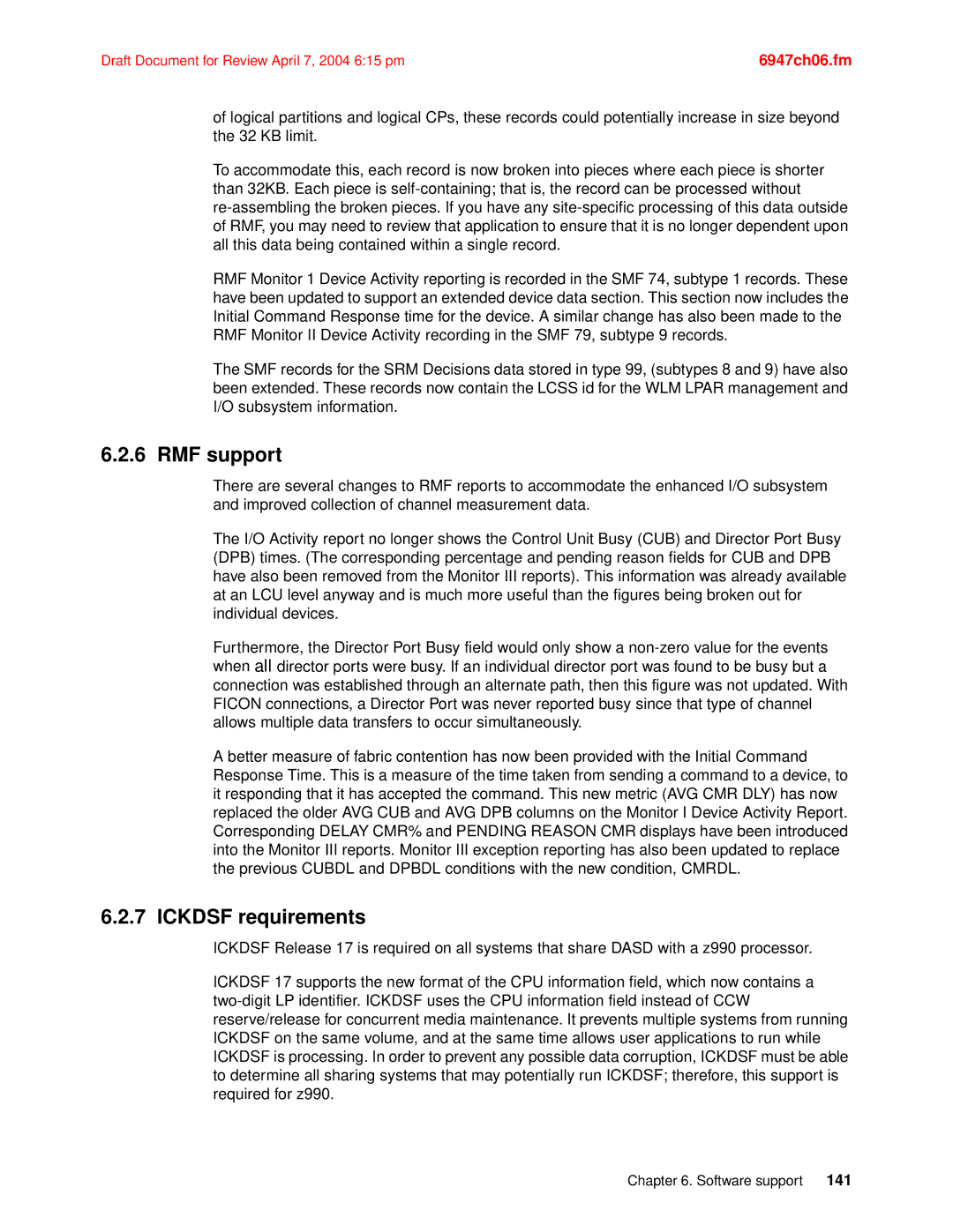 IBM 990 manual RMF support, Ickdsf requirements 