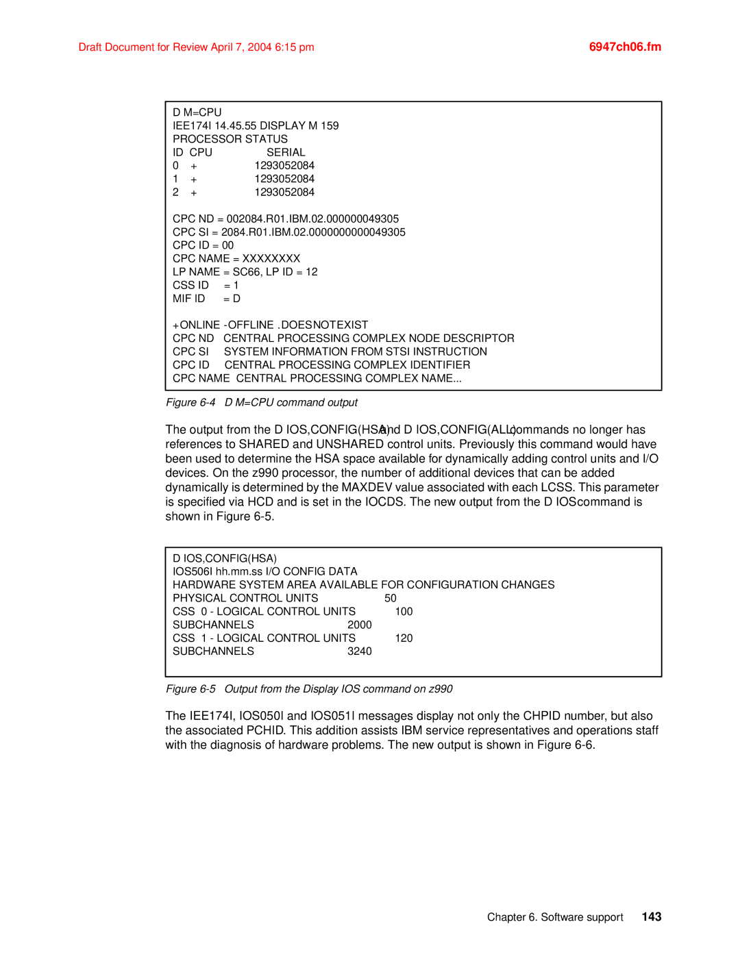 IBM 990 manual D M=CPU command output 