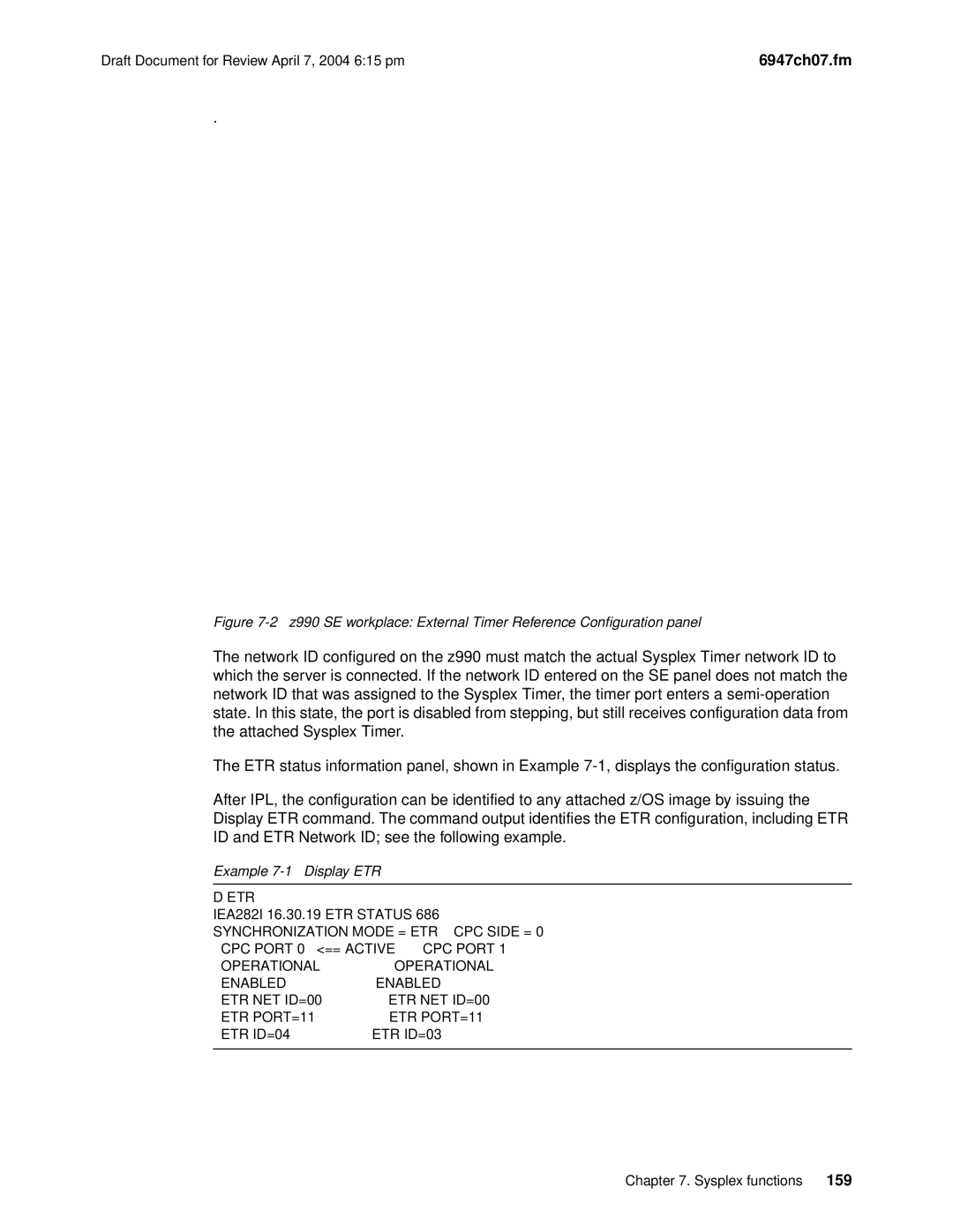 IBM 990 manual Example 7-1 Display ETR 