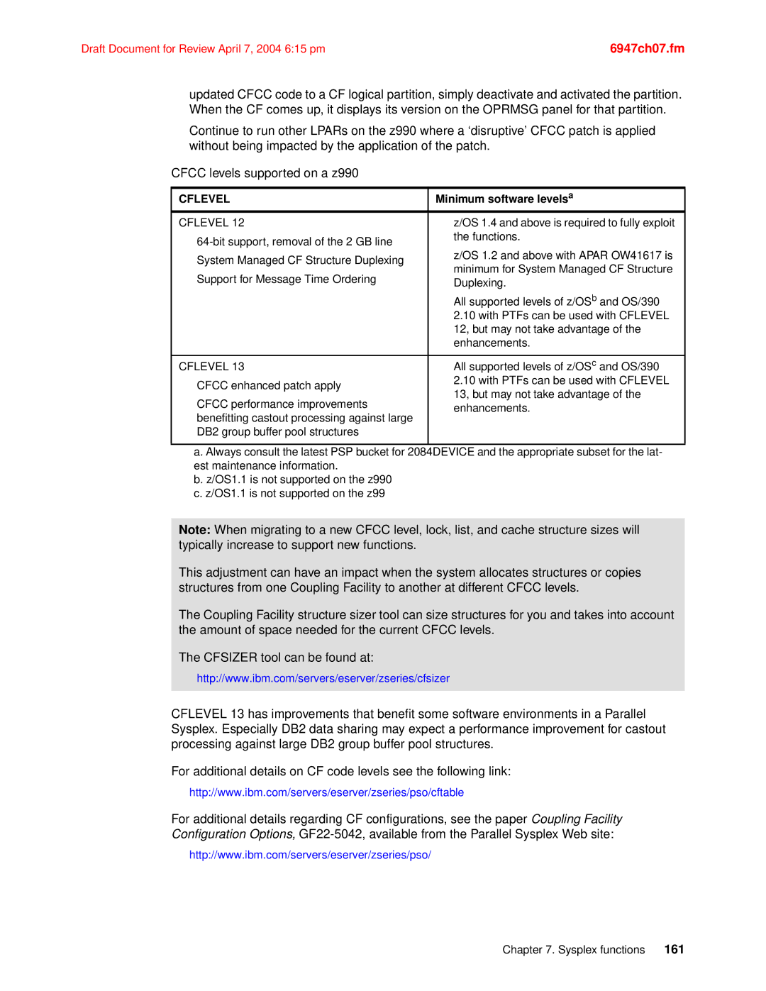 IBM 990 manual Cflevel, Minimum software levels a 