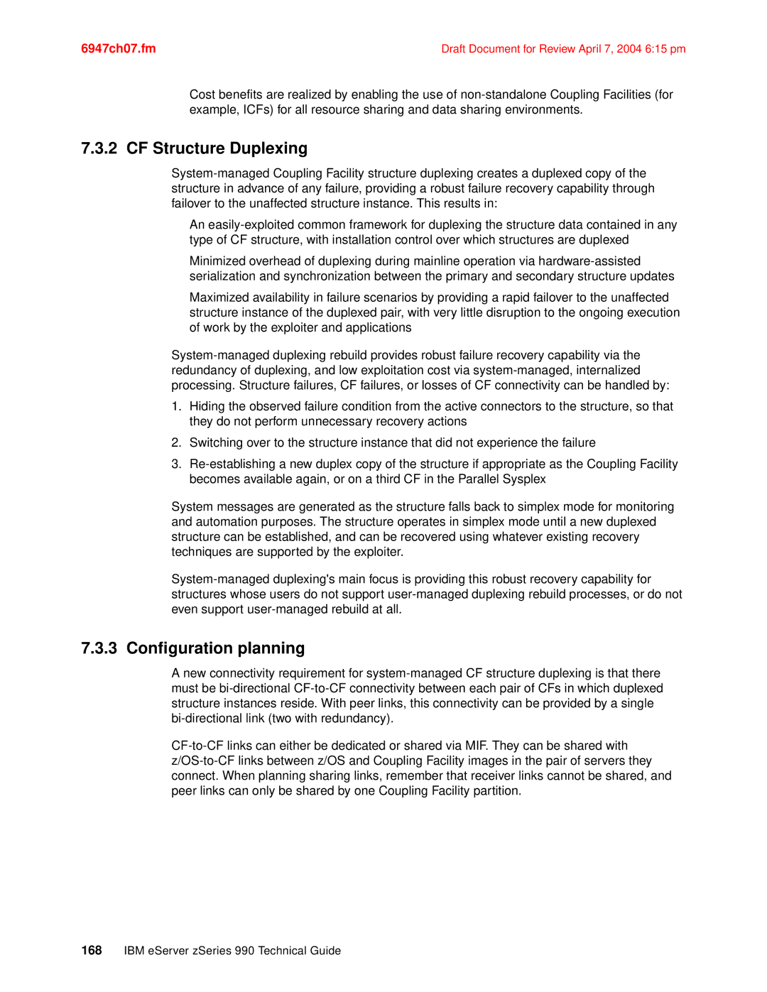 IBM 990 manual CF Structure Duplexing, Configuration planning 