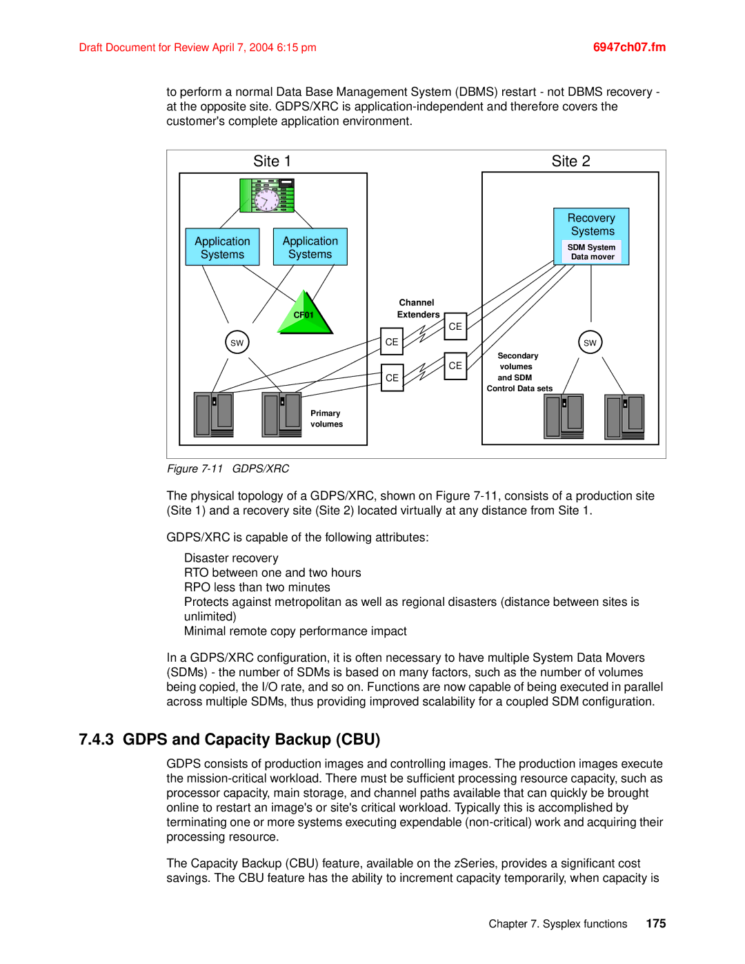 IBM 990 manual Site, Gdps and Capacity Backup CBU, Application, Systems, Recovery 