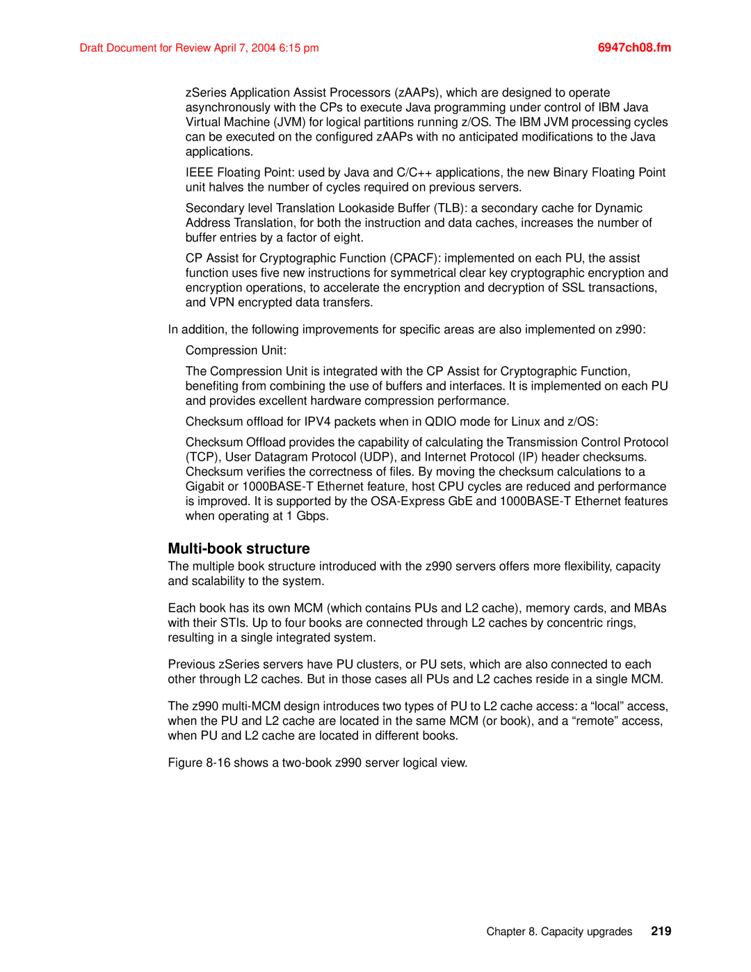 IBM manual Multi-book structure, shows a two-book z990 server logical view 