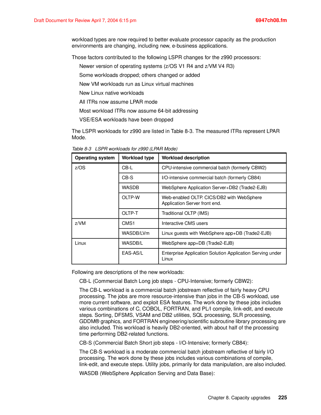 IBM manual Lspr workloads for z990 Lpar Mode 