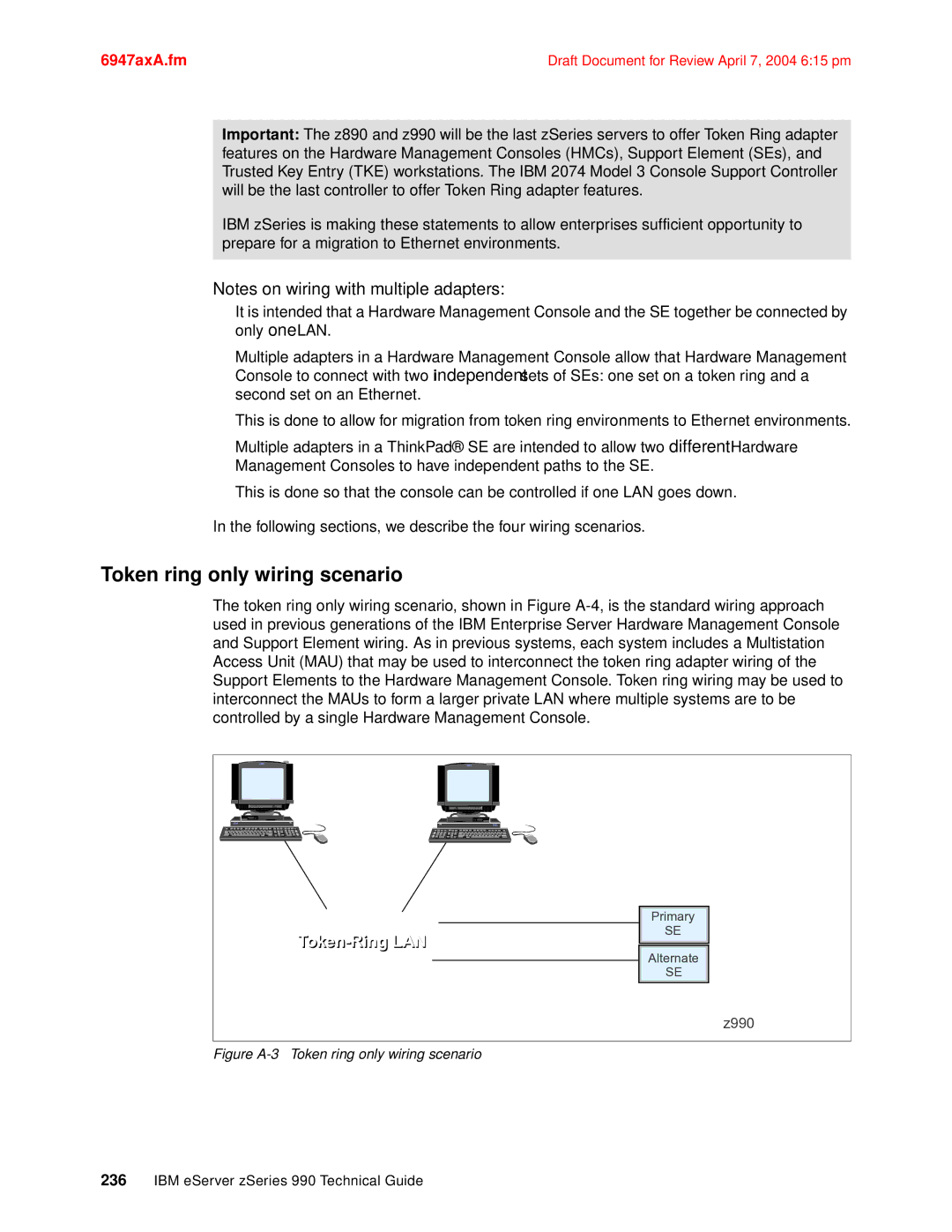 IBM 990 manual Token ring only wiring scenario, Token-Ring LAN 