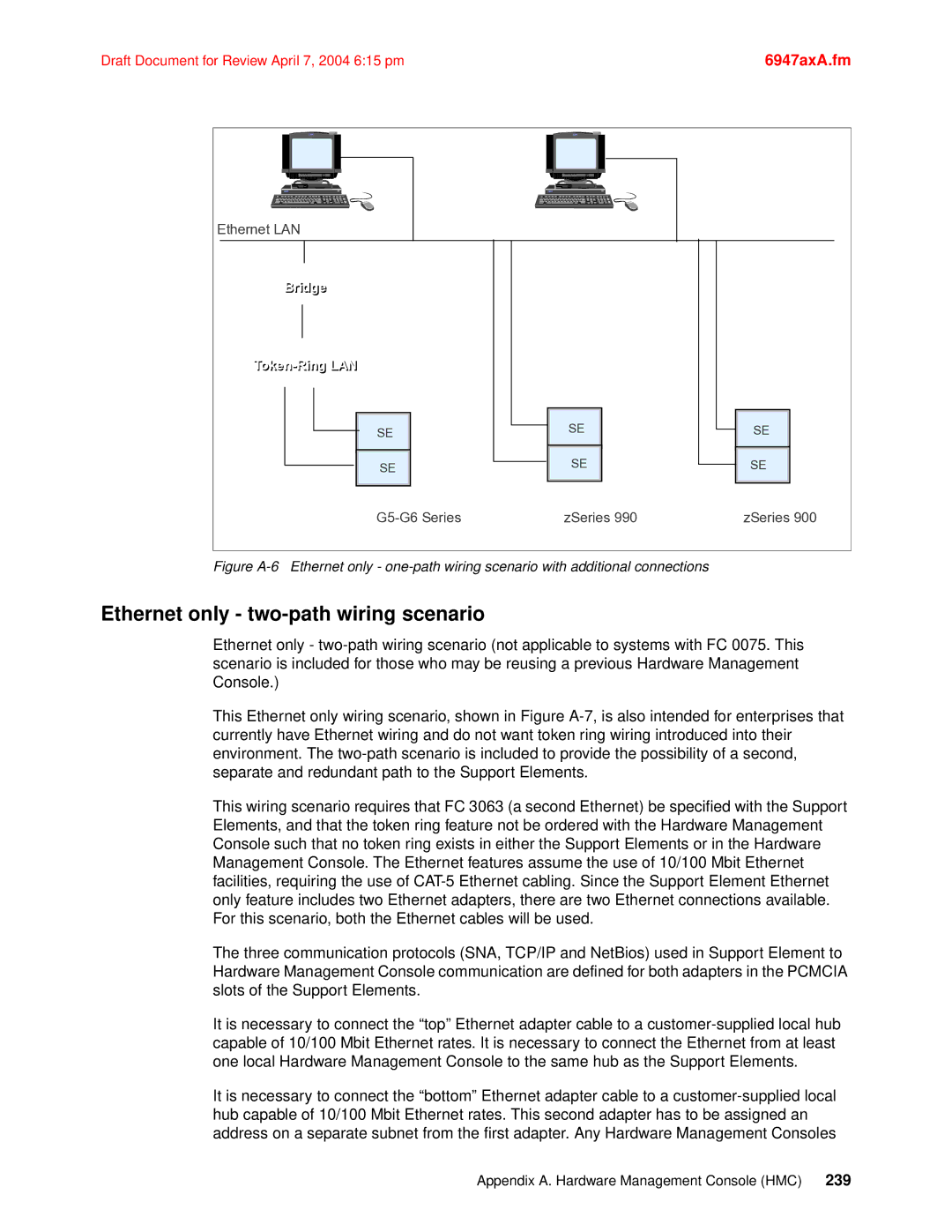 IBM 990 manual Ethernet only two-path wiring scenario 