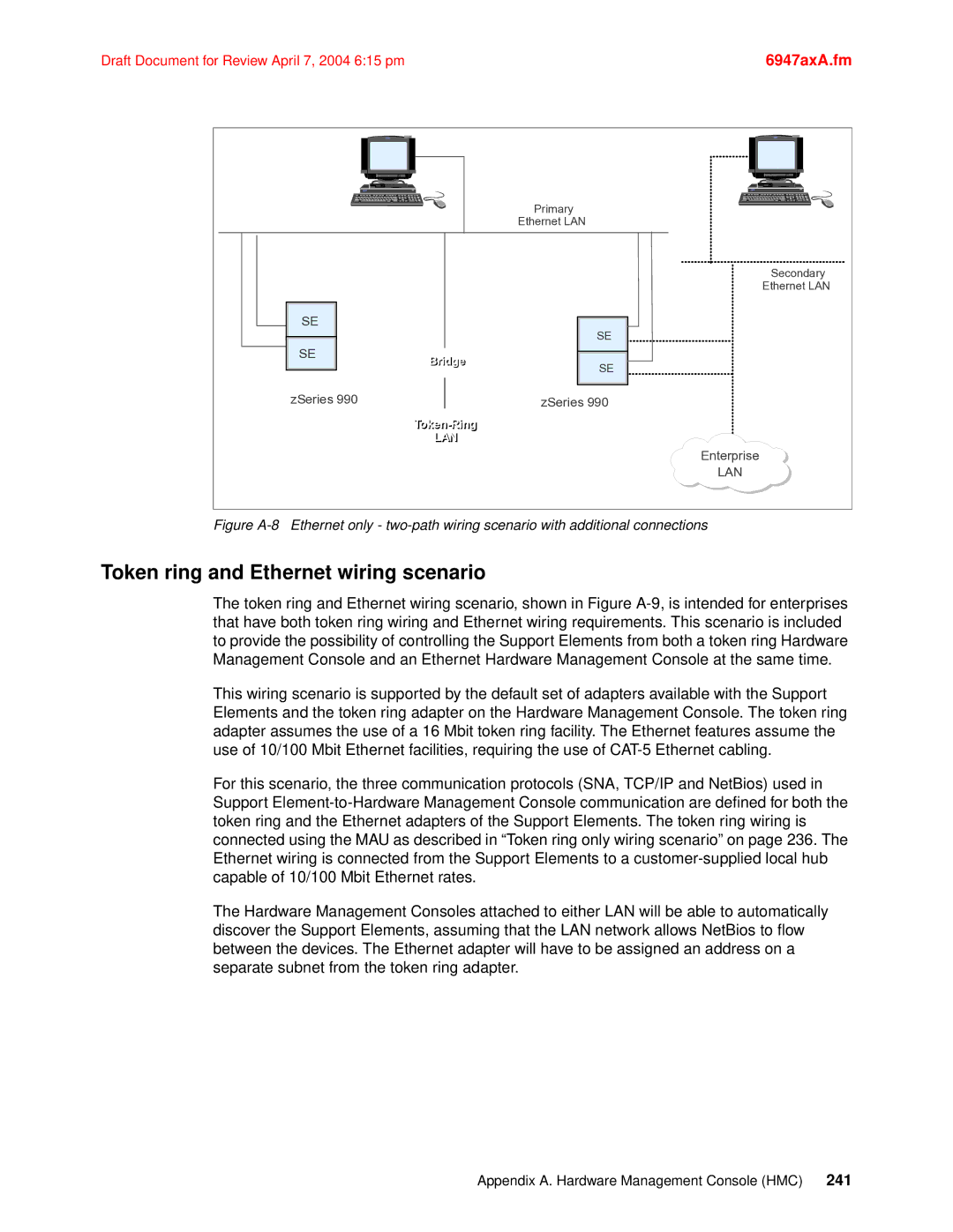 IBM 990 manual Token ring and Ethernet wiring scenario 