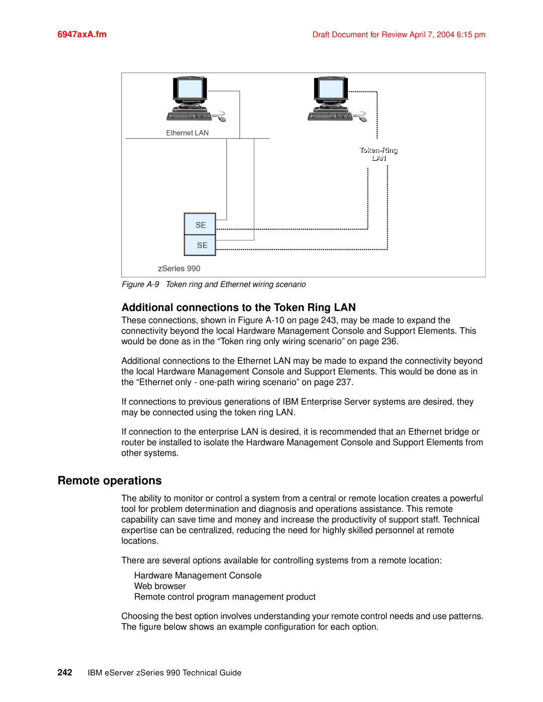 IBM 990 manual Remote operations, Additional connections to the Token Ring LAN 