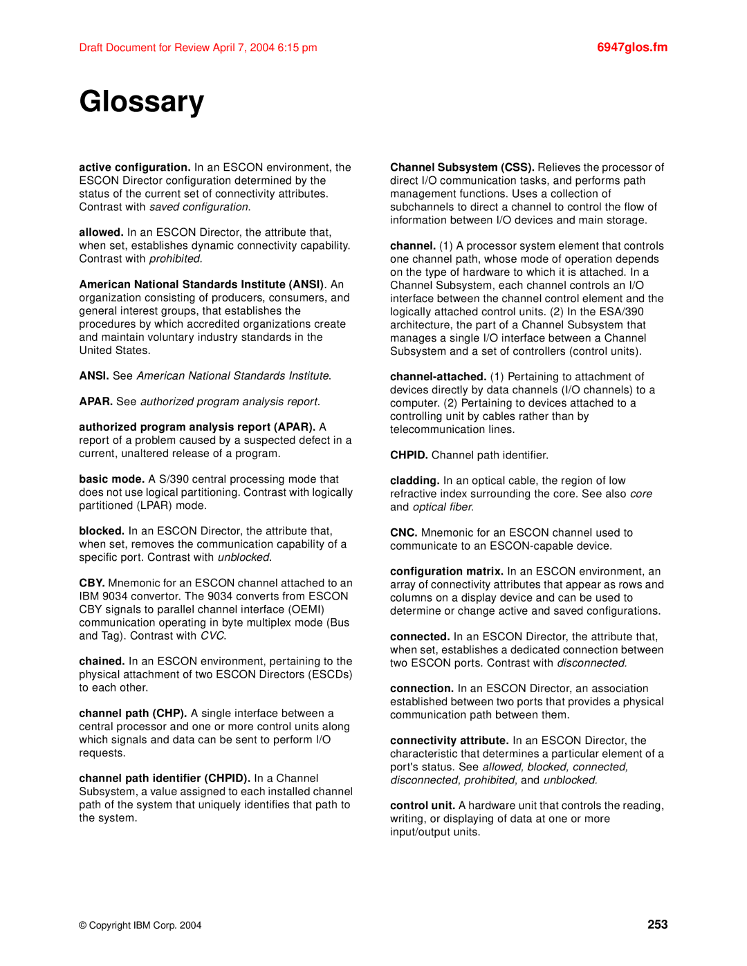 IBM 990 manual Glossary, 253 