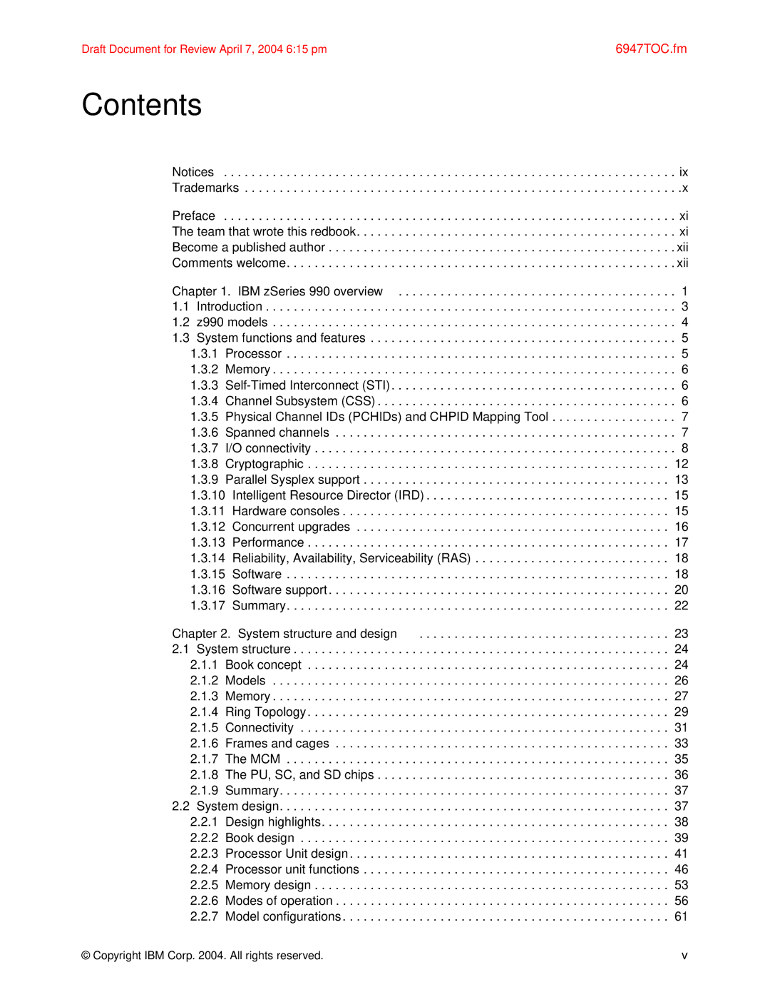 IBM 990 manual Contents 