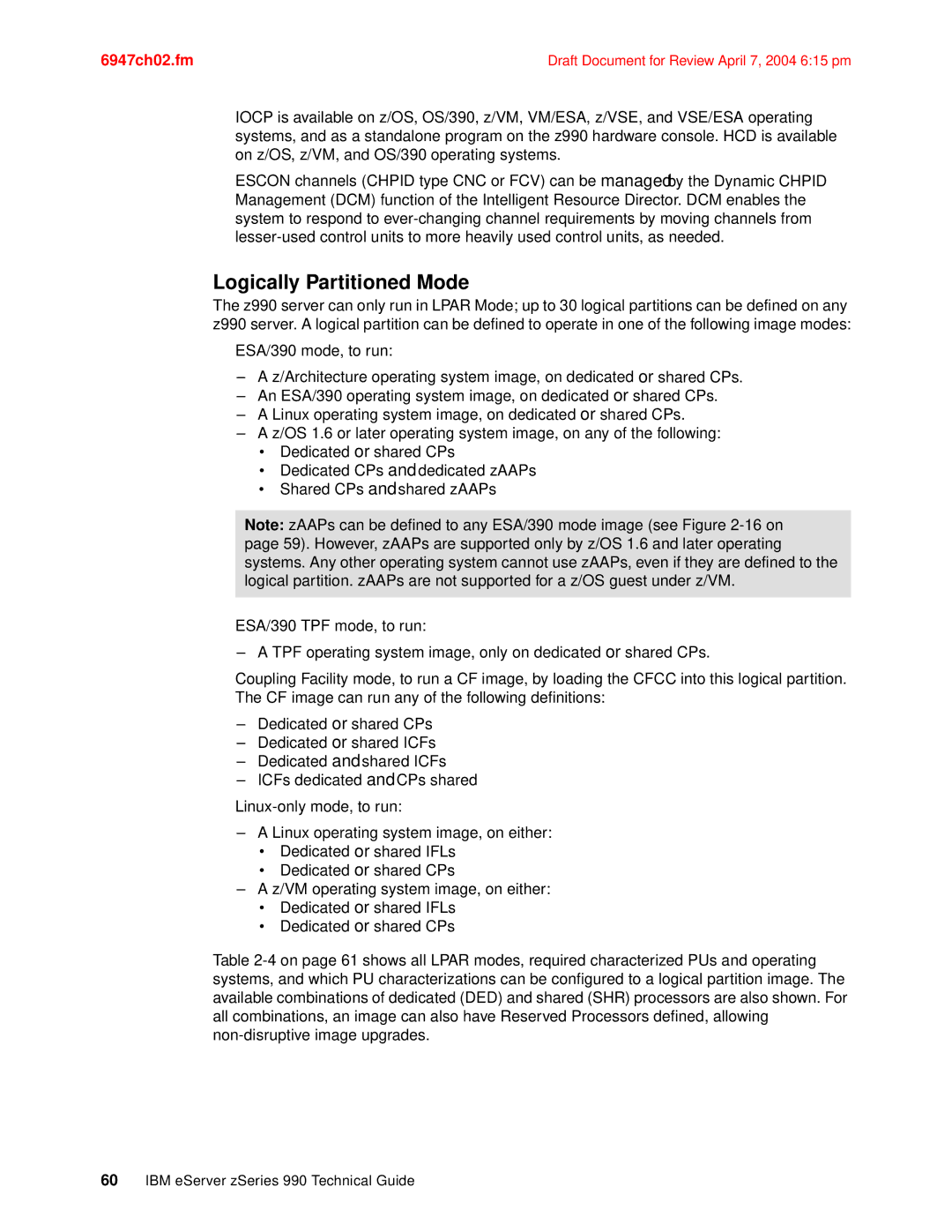 IBM 990 manual Logically Partitioned Mode 