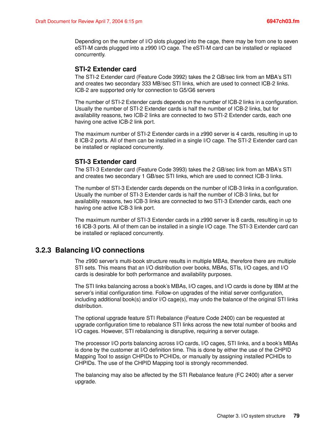 IBM 990 manual Balancing I/O connections, STI-2 Extender card, STI-3 Extender card 