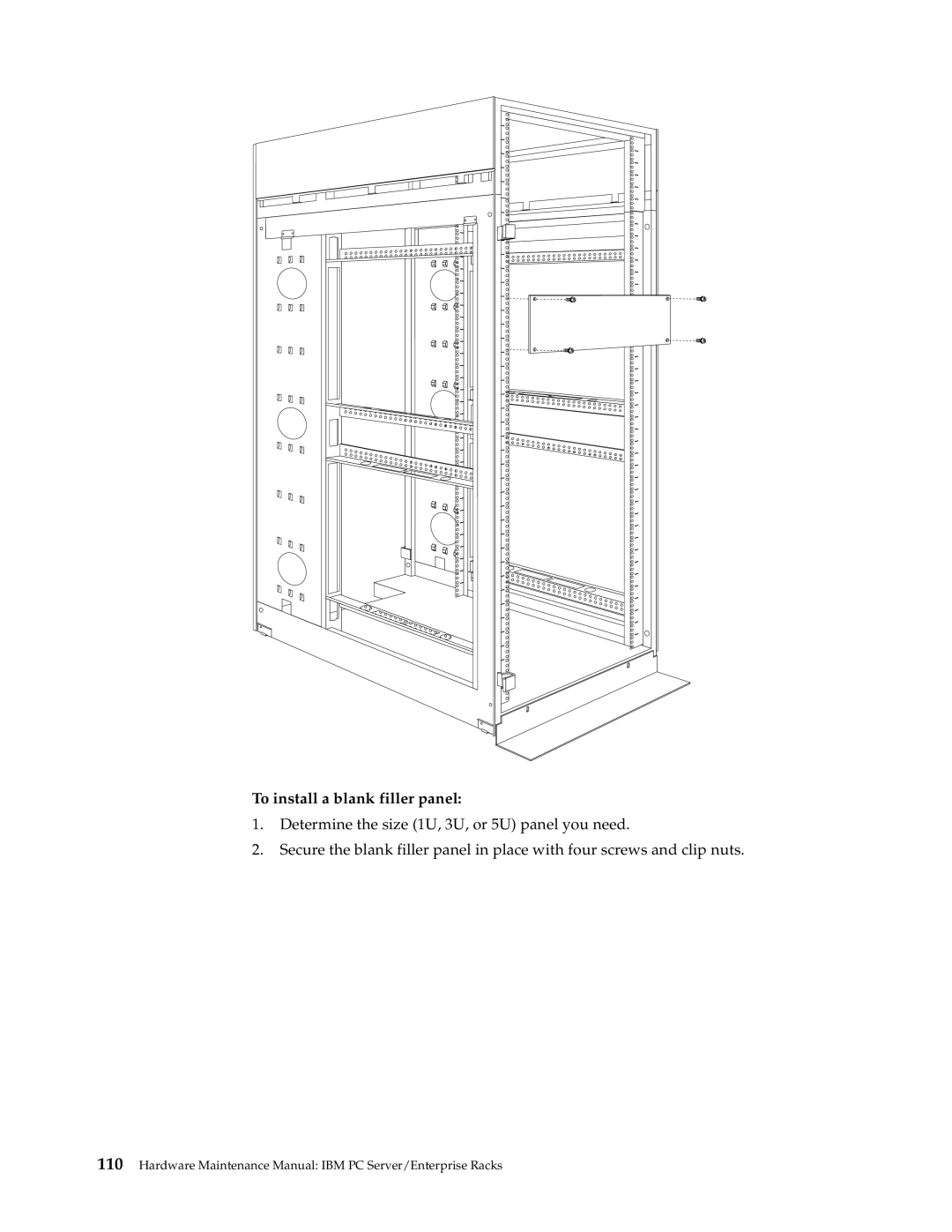 IBM 4SA, 9TX, 9TS, 9QX, 9QS, 900, 4SB, 42P, 42X, 200, 42E, 42S, 4QS, 4QX manual To install a blank filler panel 