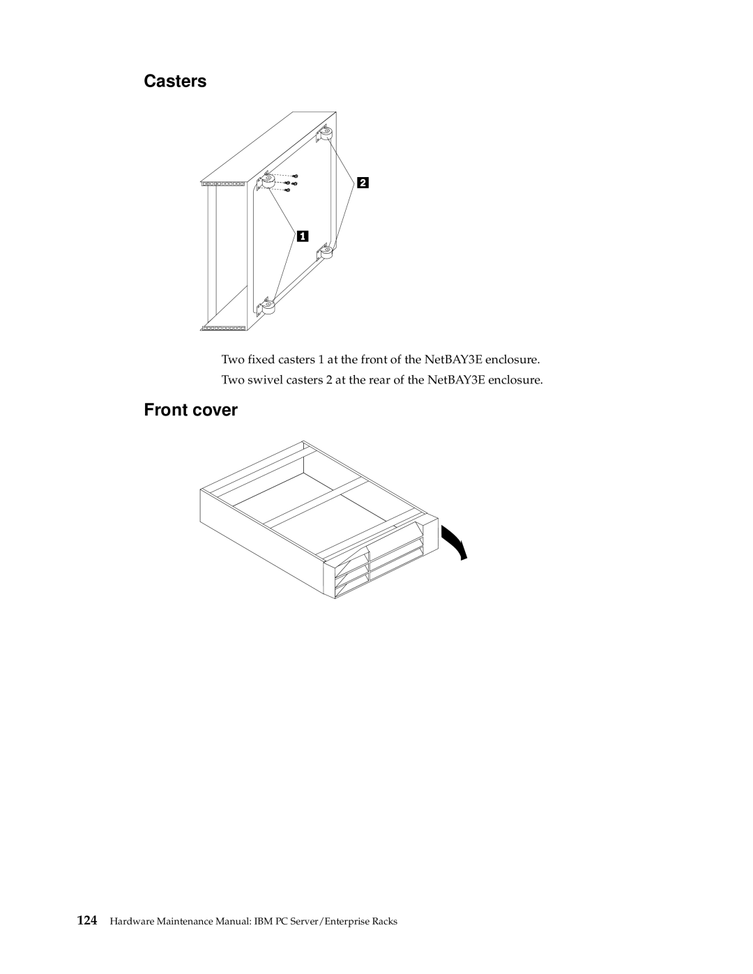 IBM 4SA, 9TX, 9TS, 9QX, 9QS, 900, 4SB, 42P, 42X, 200, 42E, 42S, 4QS, 4QX manual Casters, Front cover 