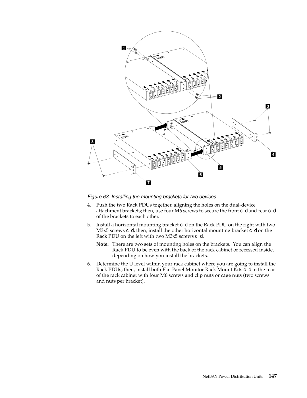 IBM 9TS, 9TX, 9QX, 9QS, 900, 4SB, 4SA, 42P, 42X, 200, 42E, 42S, 4QS, 4QX manual Installing the mounting brackets for two devices 